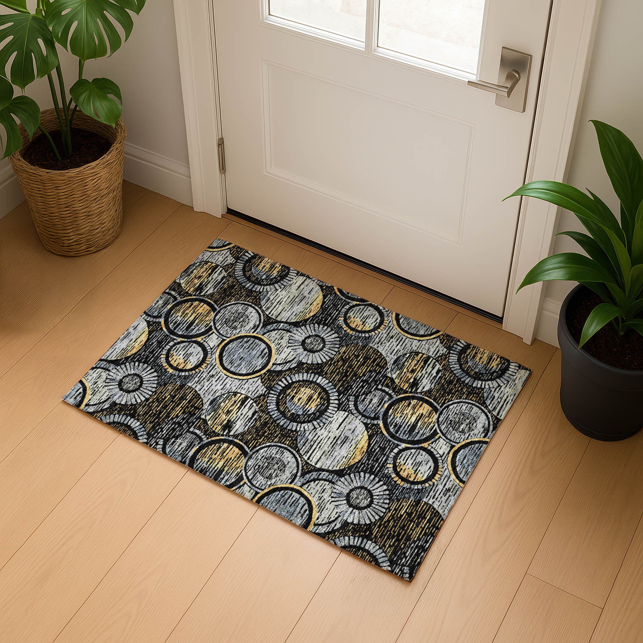 Vienna Machine Washable Transitional Black Rug 1'8" x 2'6" #shape_Rectangle