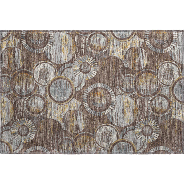 Vienna Machine Washable Transitional Fudge Brown Rug 1'8" x 2'6"