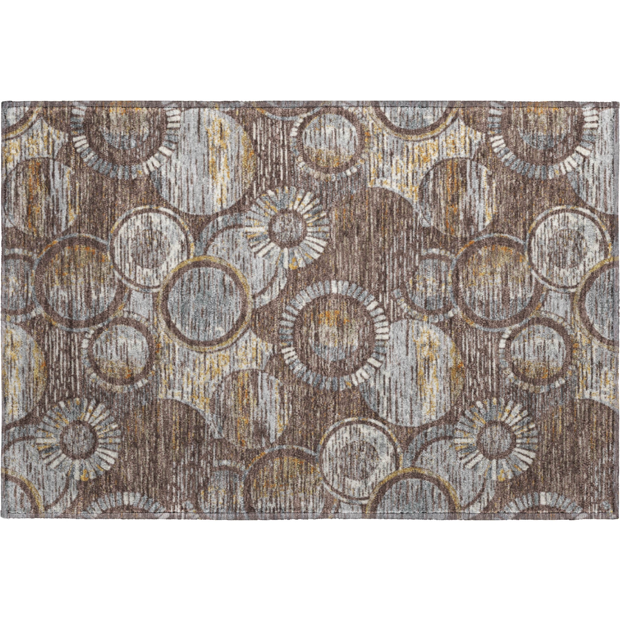 Vienna Machine Washable Transitional Fudge Brown Rug 1'8" x 2'6" #shape_Rectangle