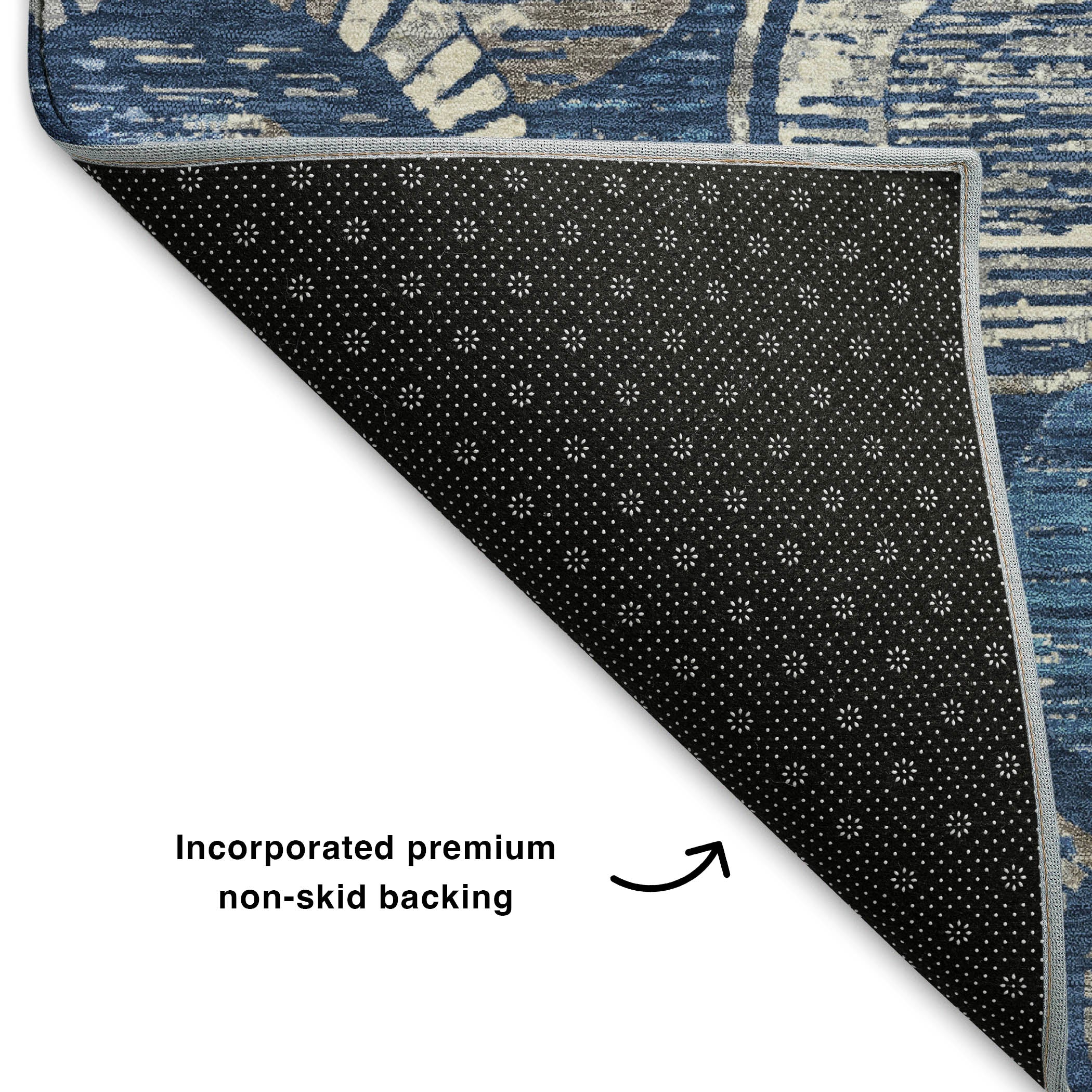 Vienna Machine Washable Transitional Navy Blue Rug 1'8" x 2'6" #shape_Rectangle