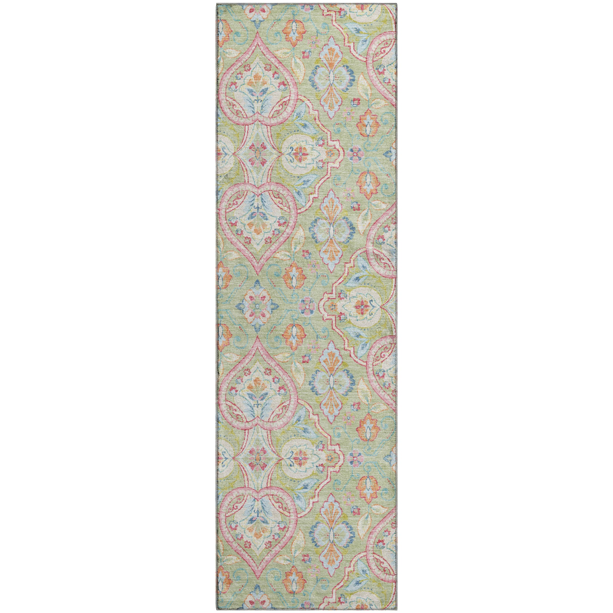 Sintra Machine Washable Transitional Aloe Green Rug 2'3" x 7'6" #shape_Runner