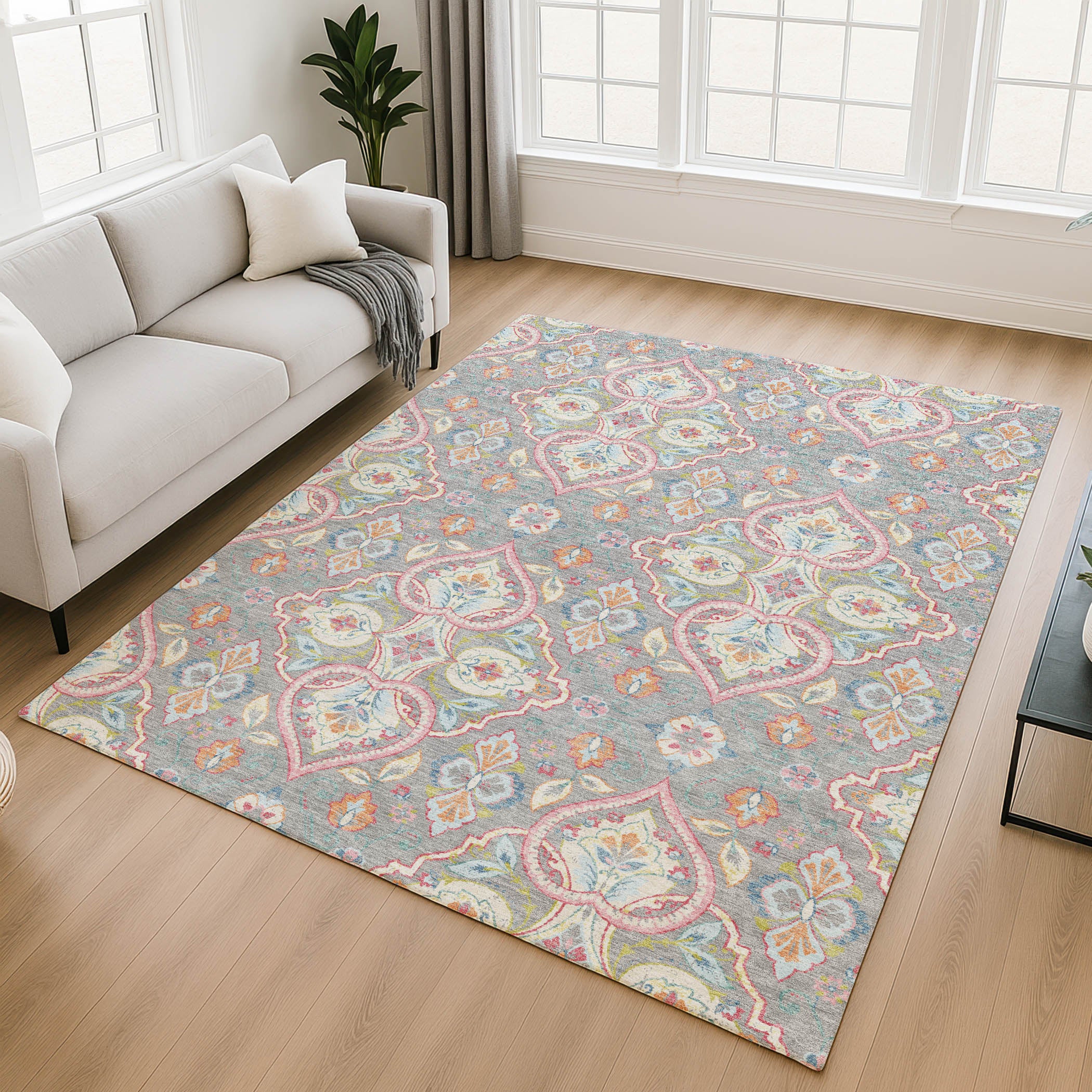 Sintra Machine Washable Transitional Gray Rug 2'6" x 3'10" #shape_Rectangle