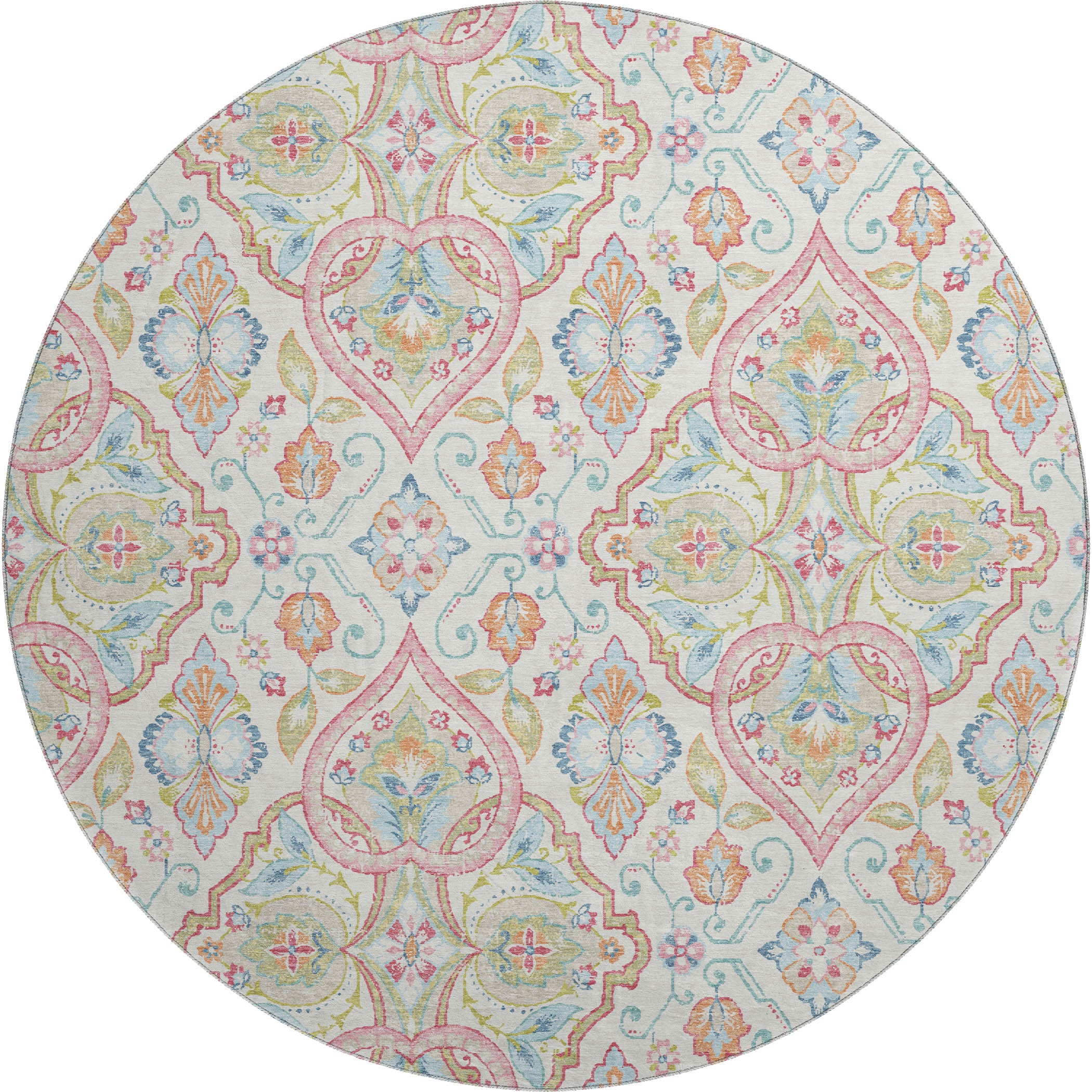 Sintra Machine Washable Transitional Ivory Rug 8' x 8' #shape_Round