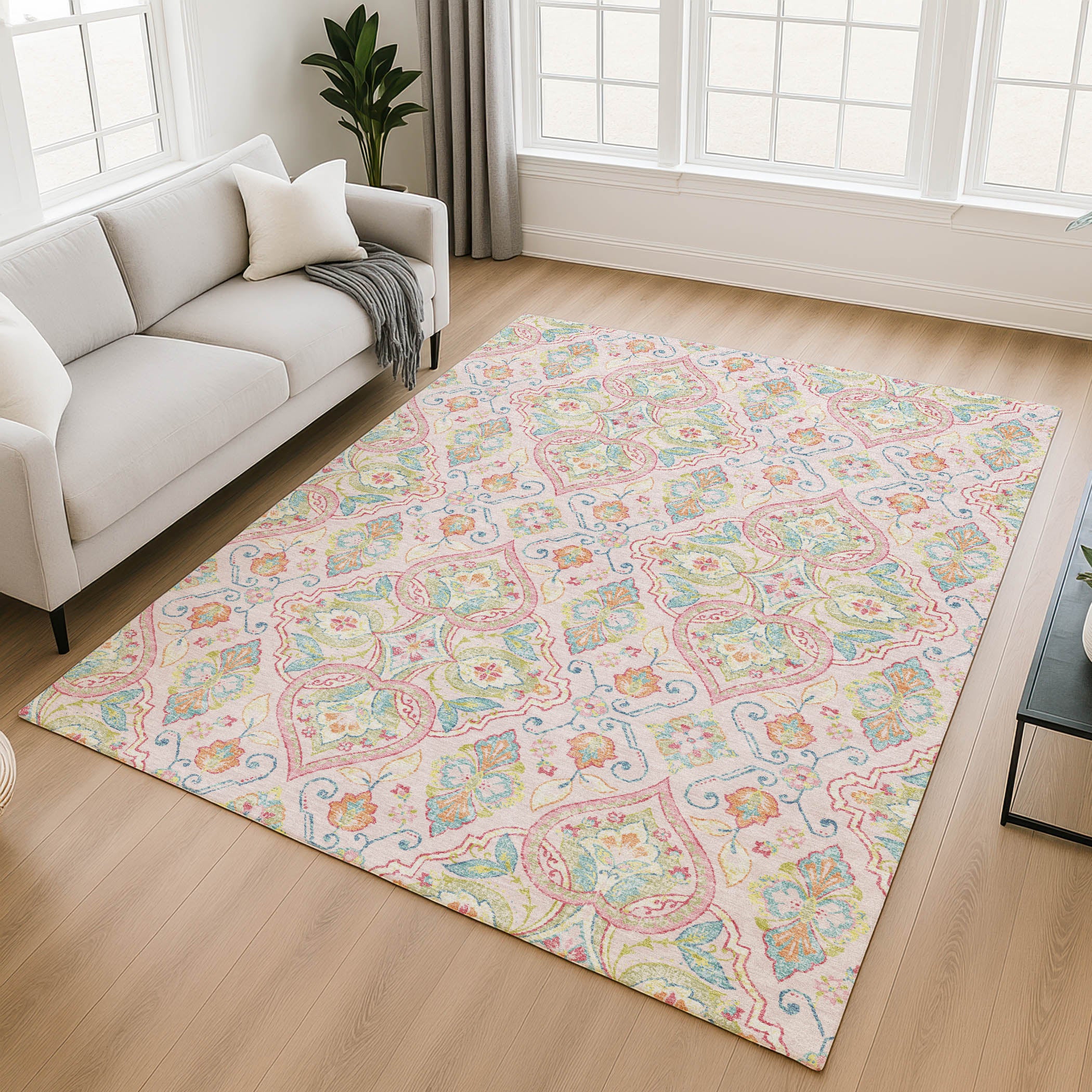 Sintra Machine Washable Transitional Pink Rug 2'6" x 3'10" #shape_Rectangle