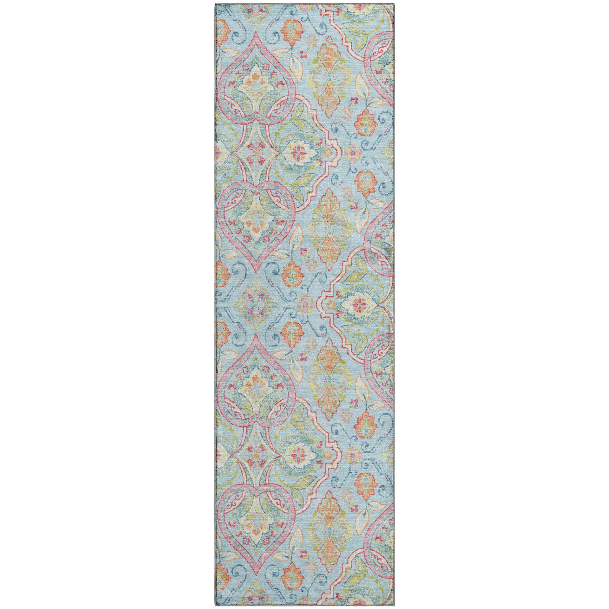 Sintra Machine Washable Transitional Sky Blue Rug 2'3" x 7'6" #shape_Runner