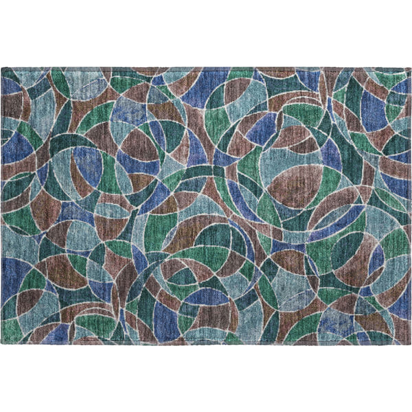 Split Machine Washable Transitional Blue Rug 1'8" x 2'6"