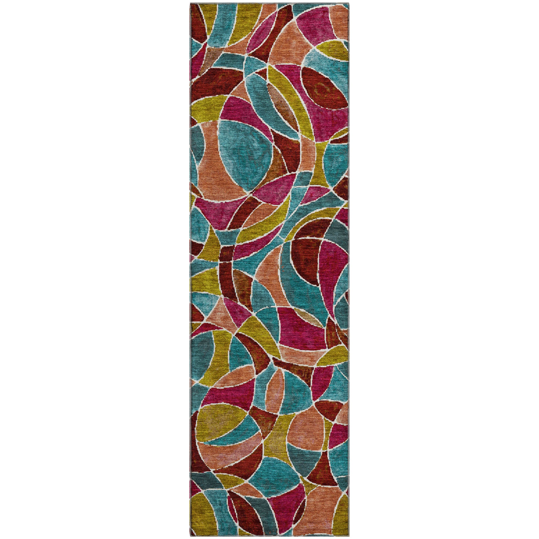 Split Machine Washable Transitional Merlot Red Rug 2'3" x 7'6" #shape_Runner