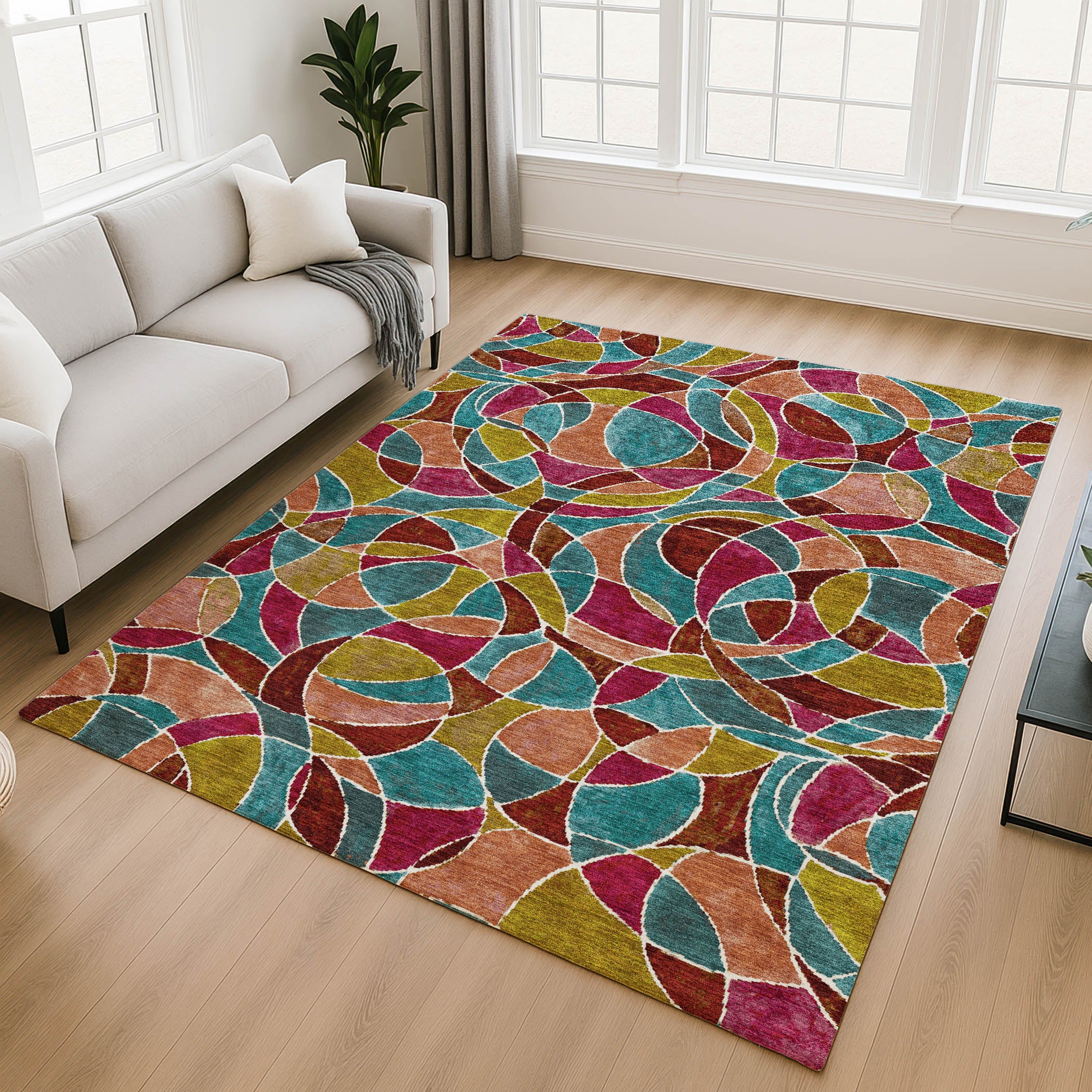 Split Machine Washable Transitional Merlot Red Rug 2'6" x 3'10" #shape_Rectangle