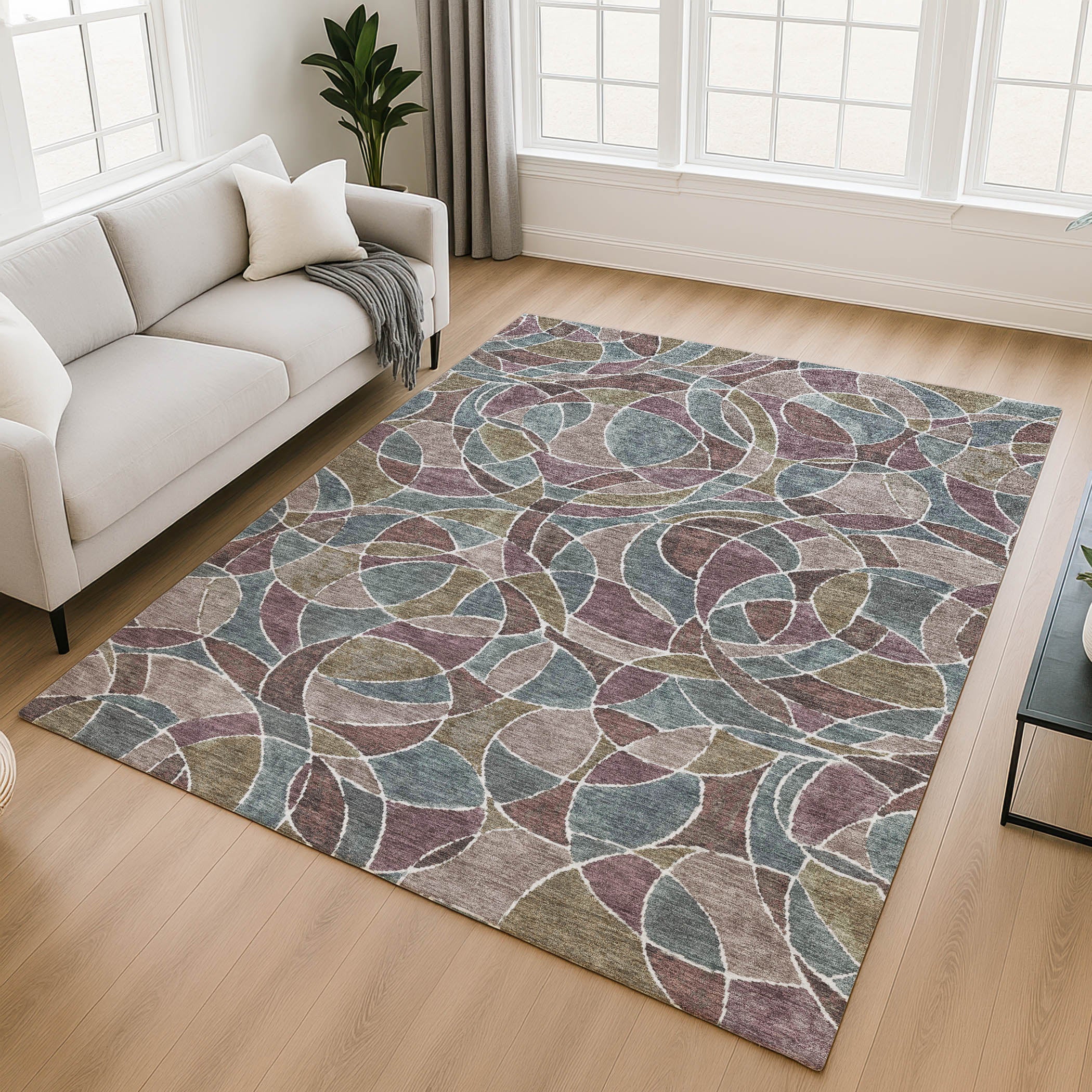 Split Machine Washable Transitional Plum Purple Rug 2'6" x 3'10" #shape_Rectangle