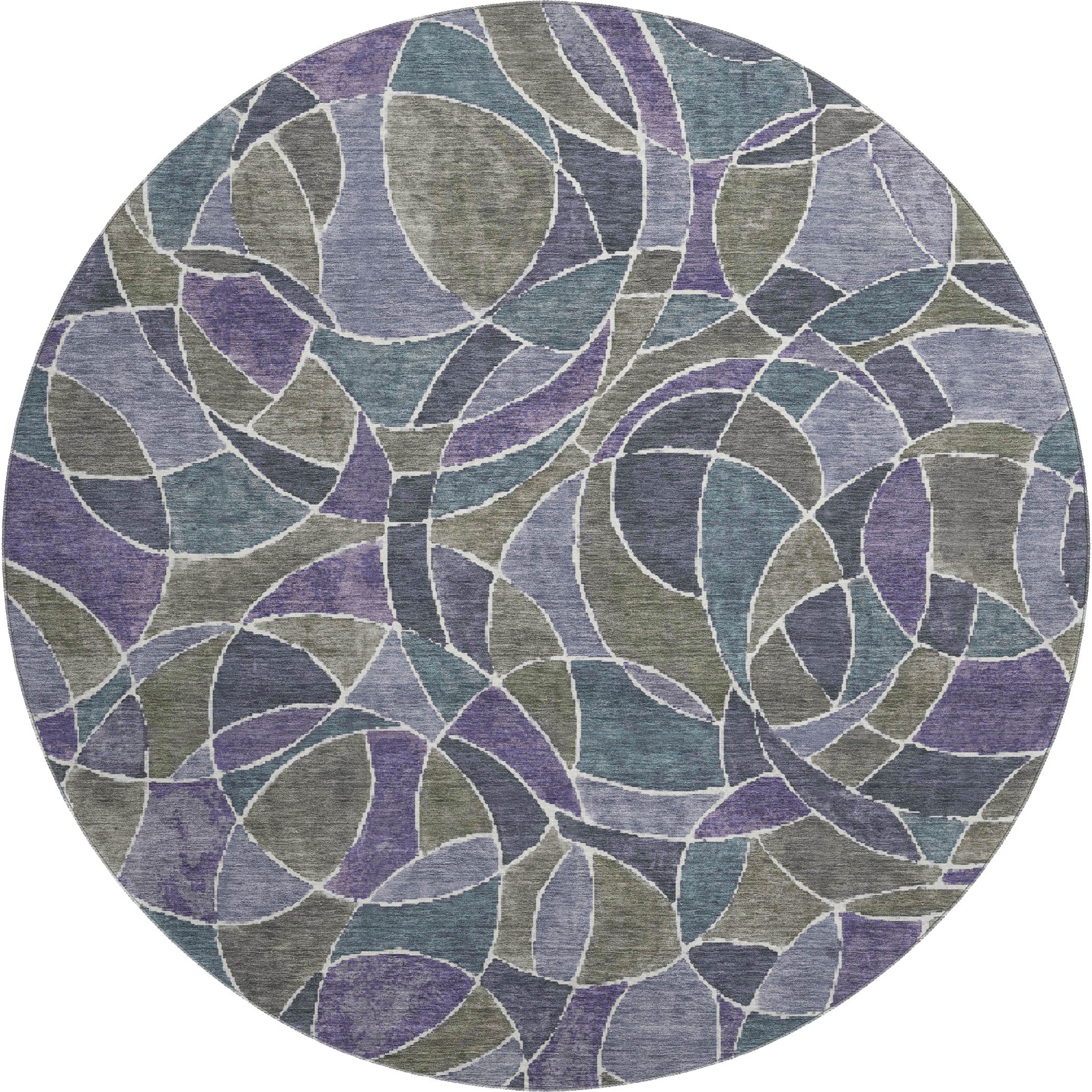 Split Machine Washable Transitional Purple Rug 8' x 8' #shape_Round