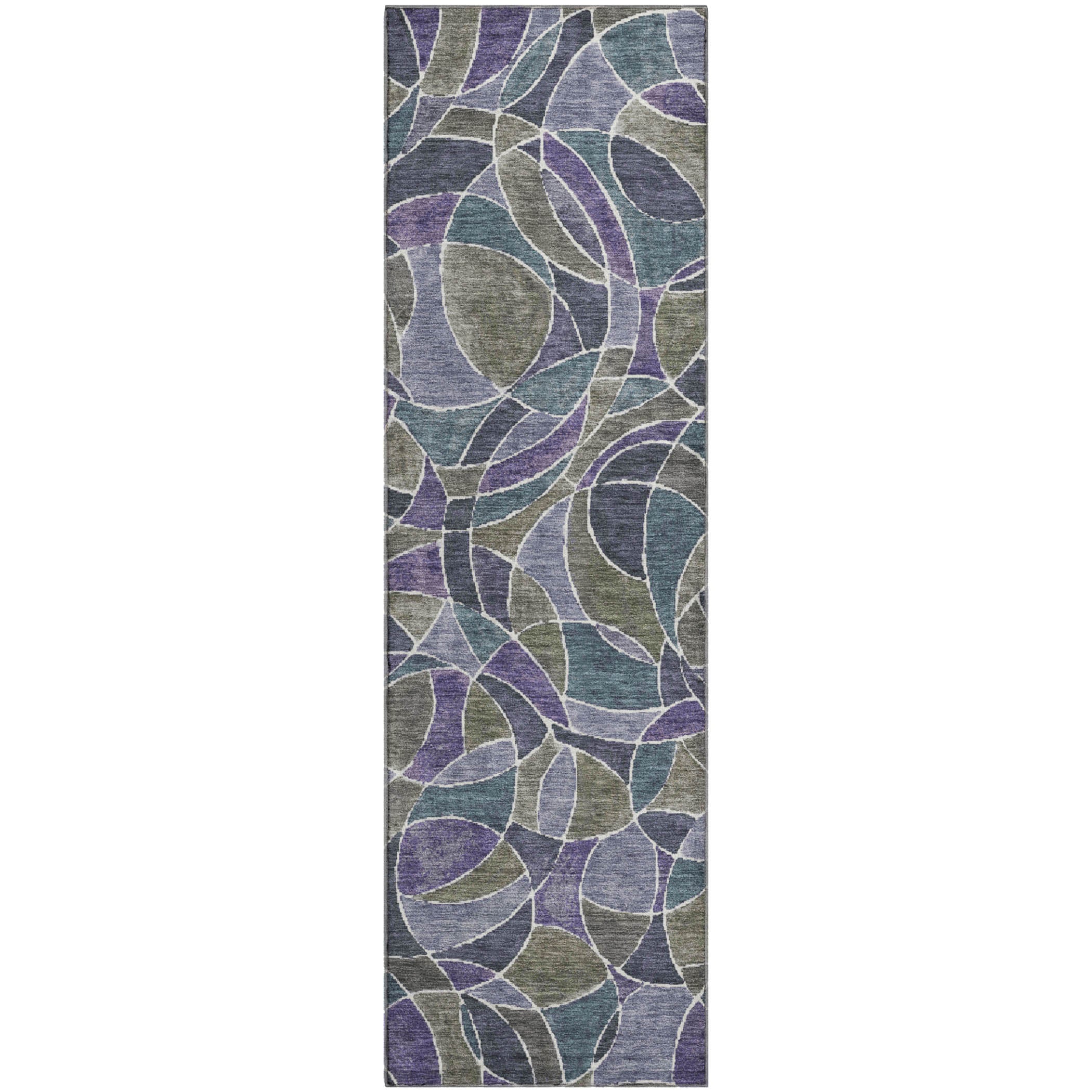 Split Machine Washable Transitional Purple Rug 2'3" x 7'6" #shape_Runner