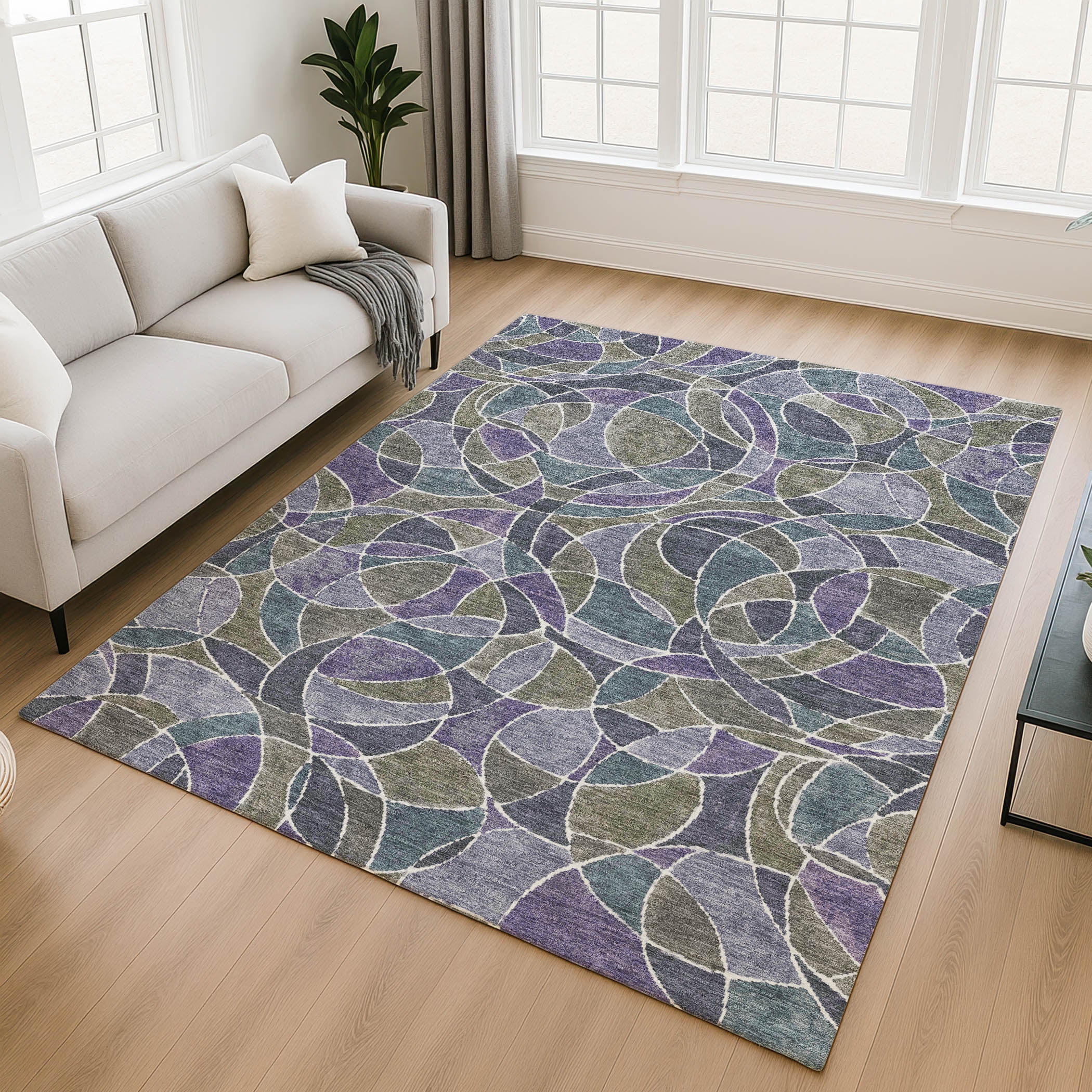 Split Machine Washable Transitional Purple Rug 2'6" x 3'10" #shape_Rectangle