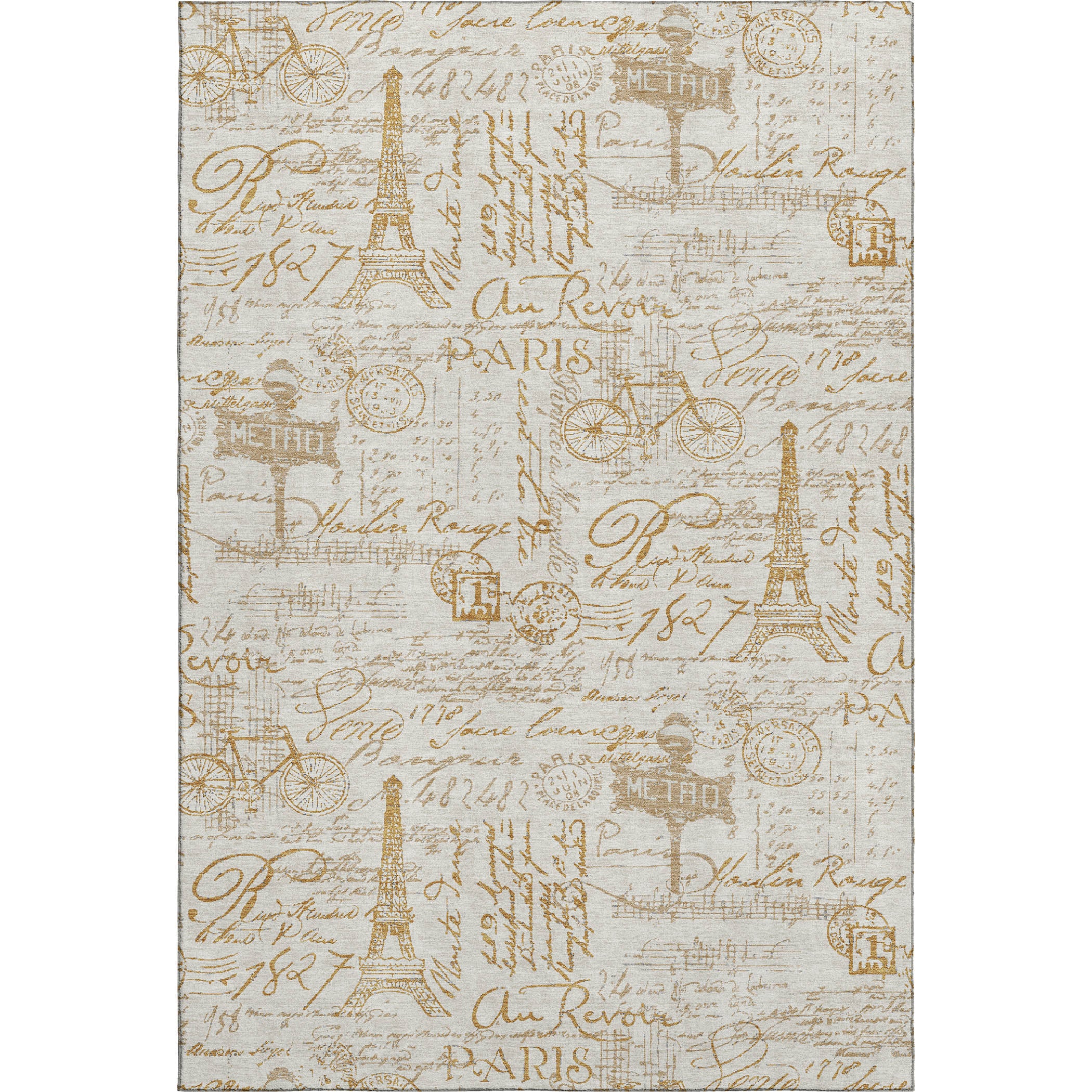 Seville Machine Washable Transitional Gold Rug 2'6" x 3'10" #shape_Rectangle
