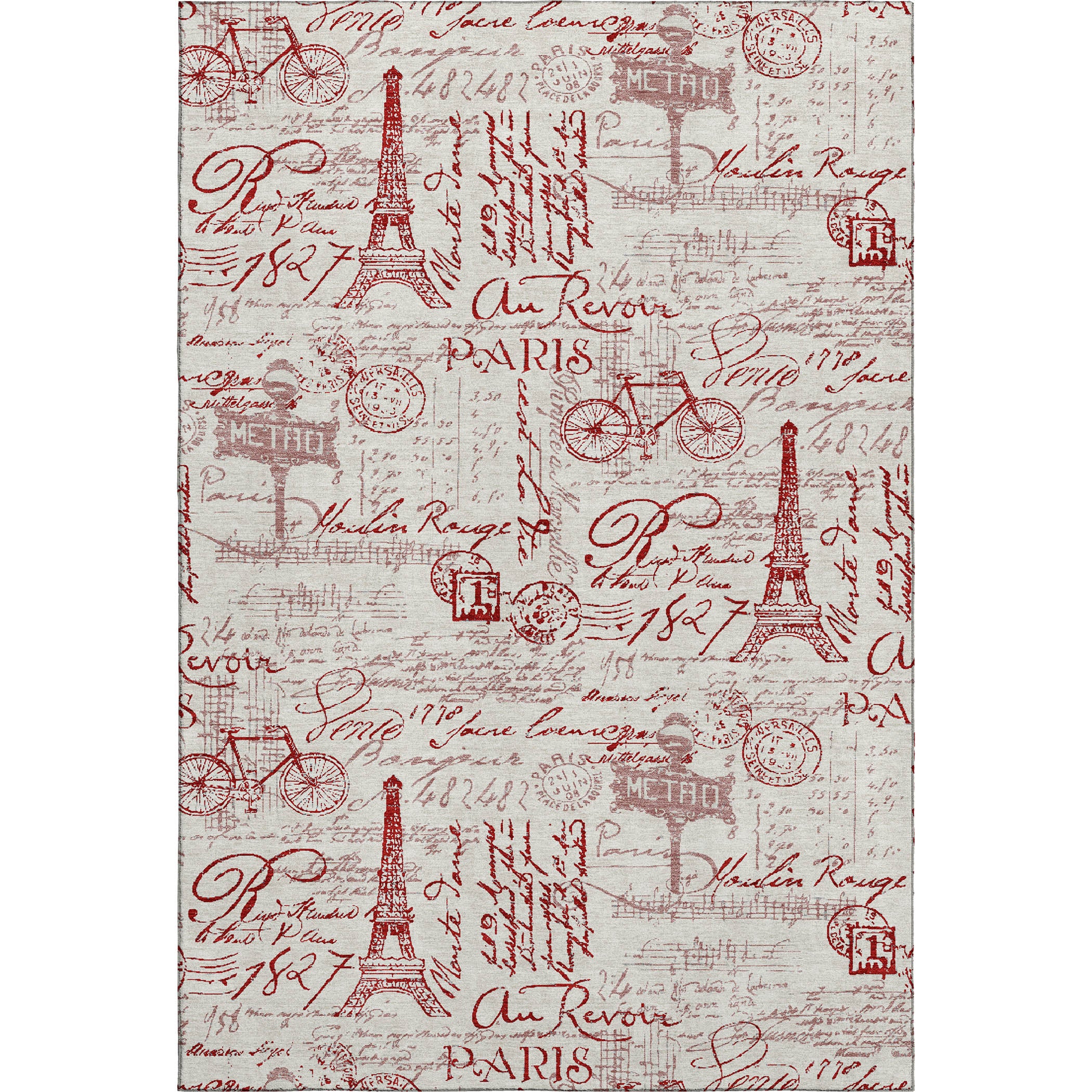 Seville Machine Washable Transitional Red Rug 2'6" x 3'10" #shape_Rectangle