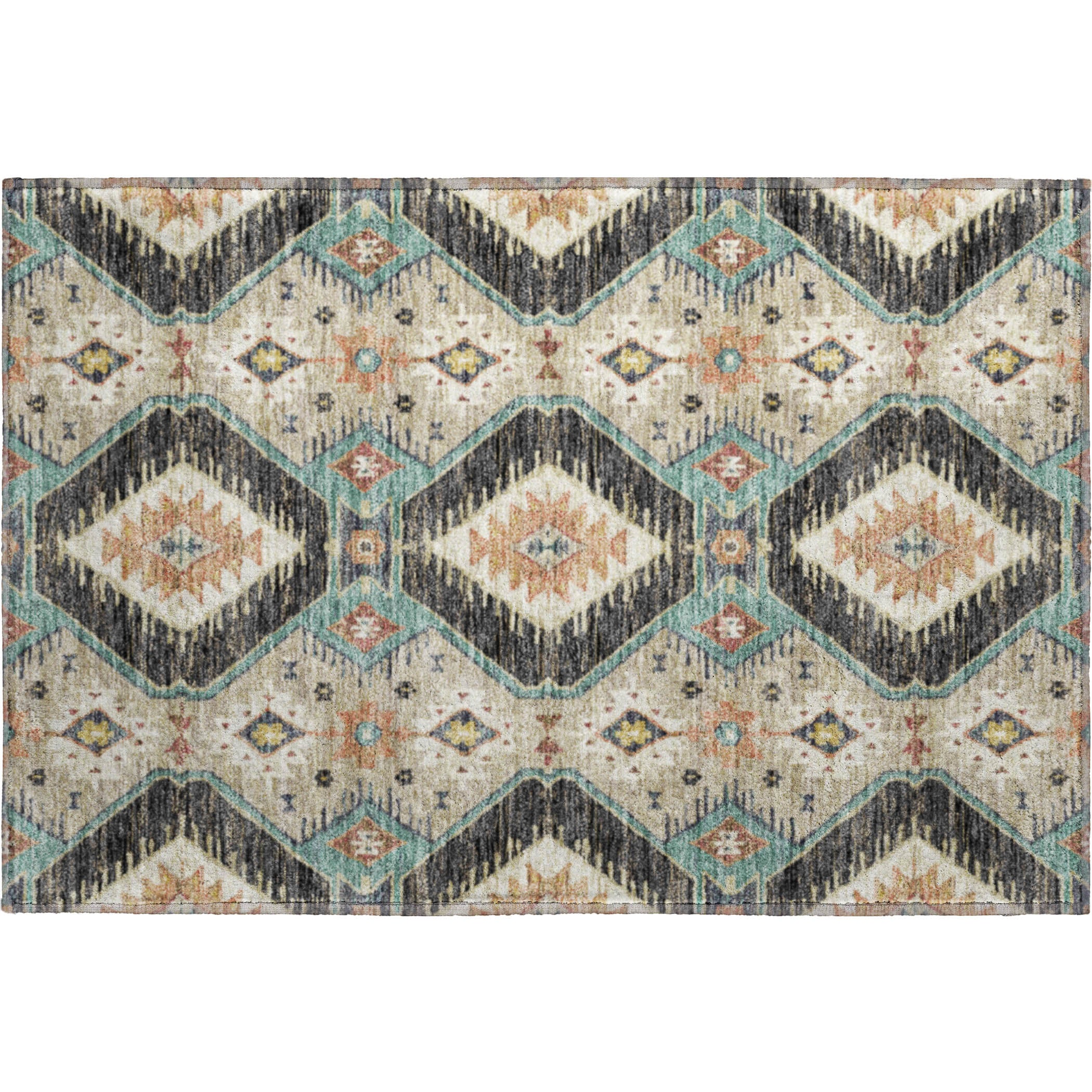 Oaxaca Machine Washable Transitional Black Rug 1'8" x 2'6" #shape_Rectangle