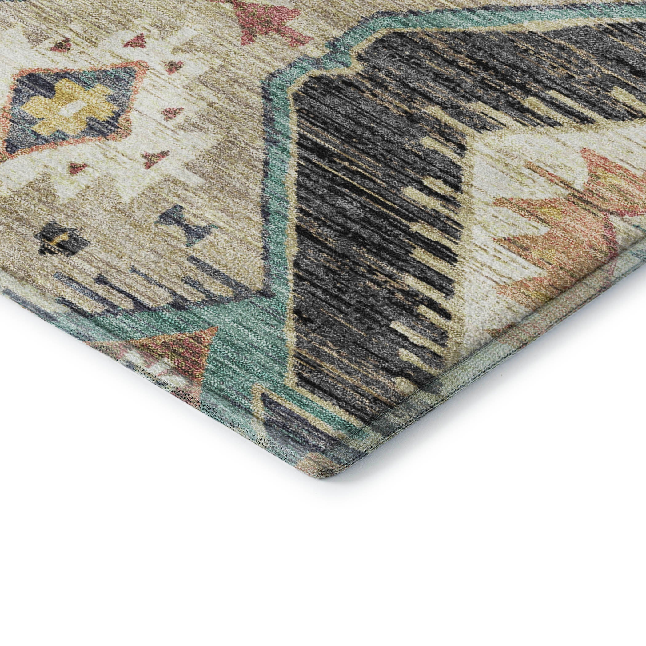 Oaxaca Machine Washable Transitional Black Rug 1'8" x 2'6" #shape_Rectangle