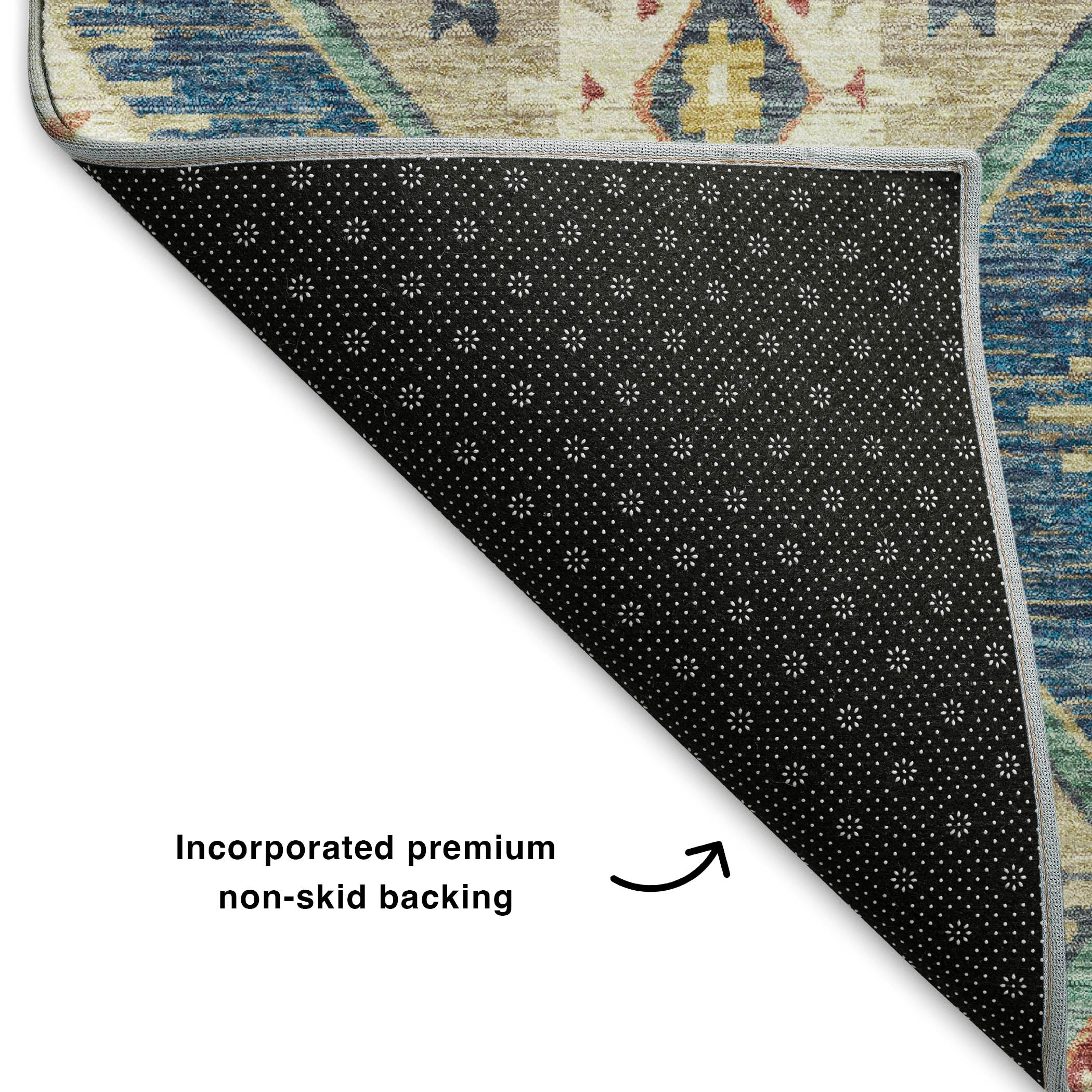 Oaxaca Machine Washable Transitional Navy Blue Rug 1'8" x 2'6" #shape_Rectangle