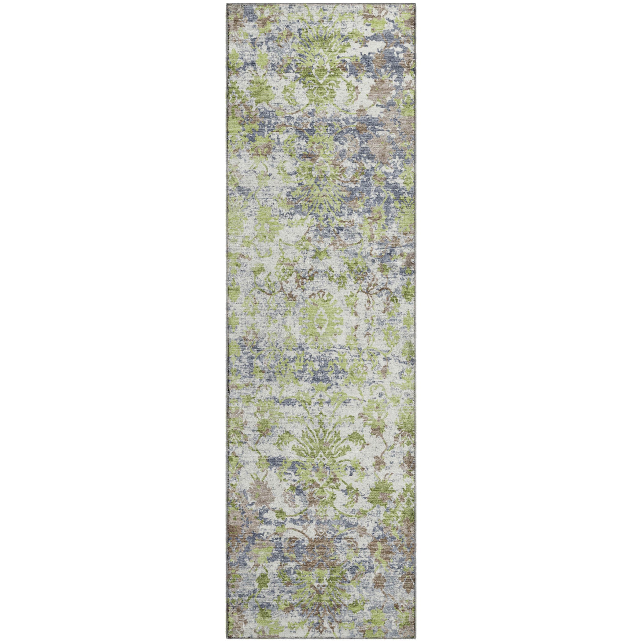 Dubrovnik Machine Washable Transitional Aloe Green Rug 2'3" x 7'6" #shape_Runner