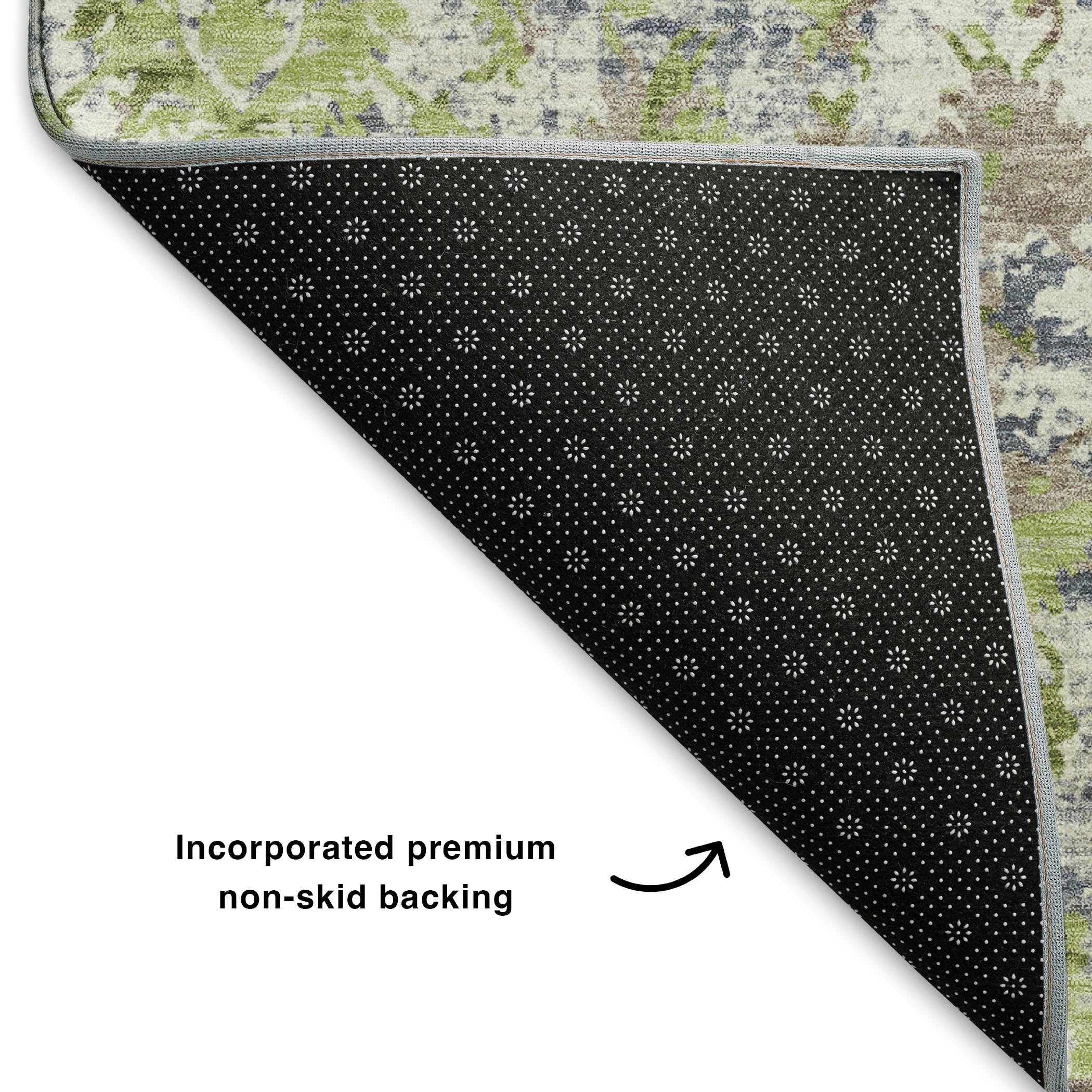Dubrovnik Machine Washable Transitional Aloe Green Rug 1'8" x 2'6" #shape_Rectangle