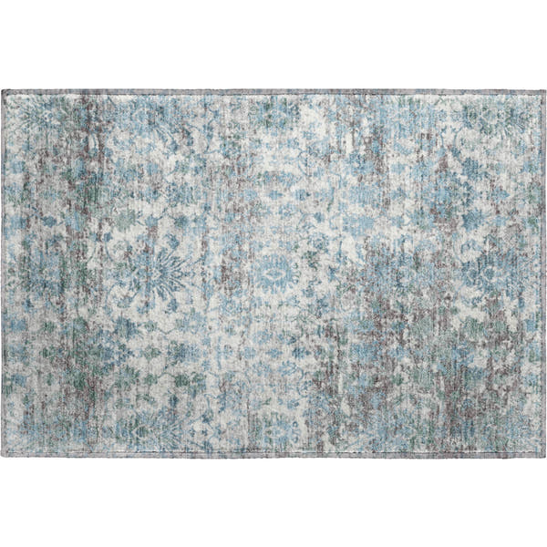 Dubrovnik Machine Washable Transitional Denim Blue Rug 1'8" x 2'6"