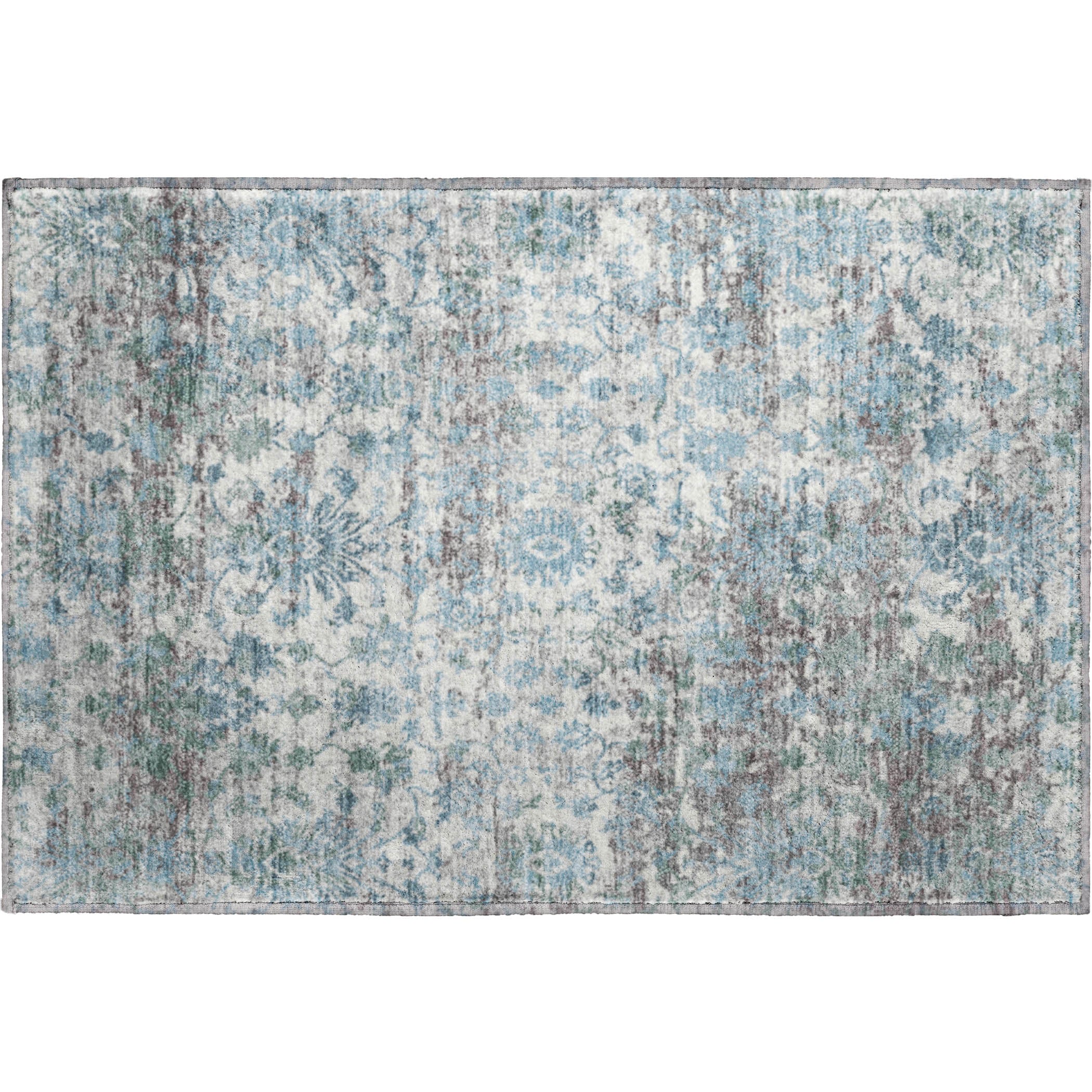 Dubrovnik Machine Washable Transitional Denim Blue Rug 1'8" x 2'6" #shape_Rectangle