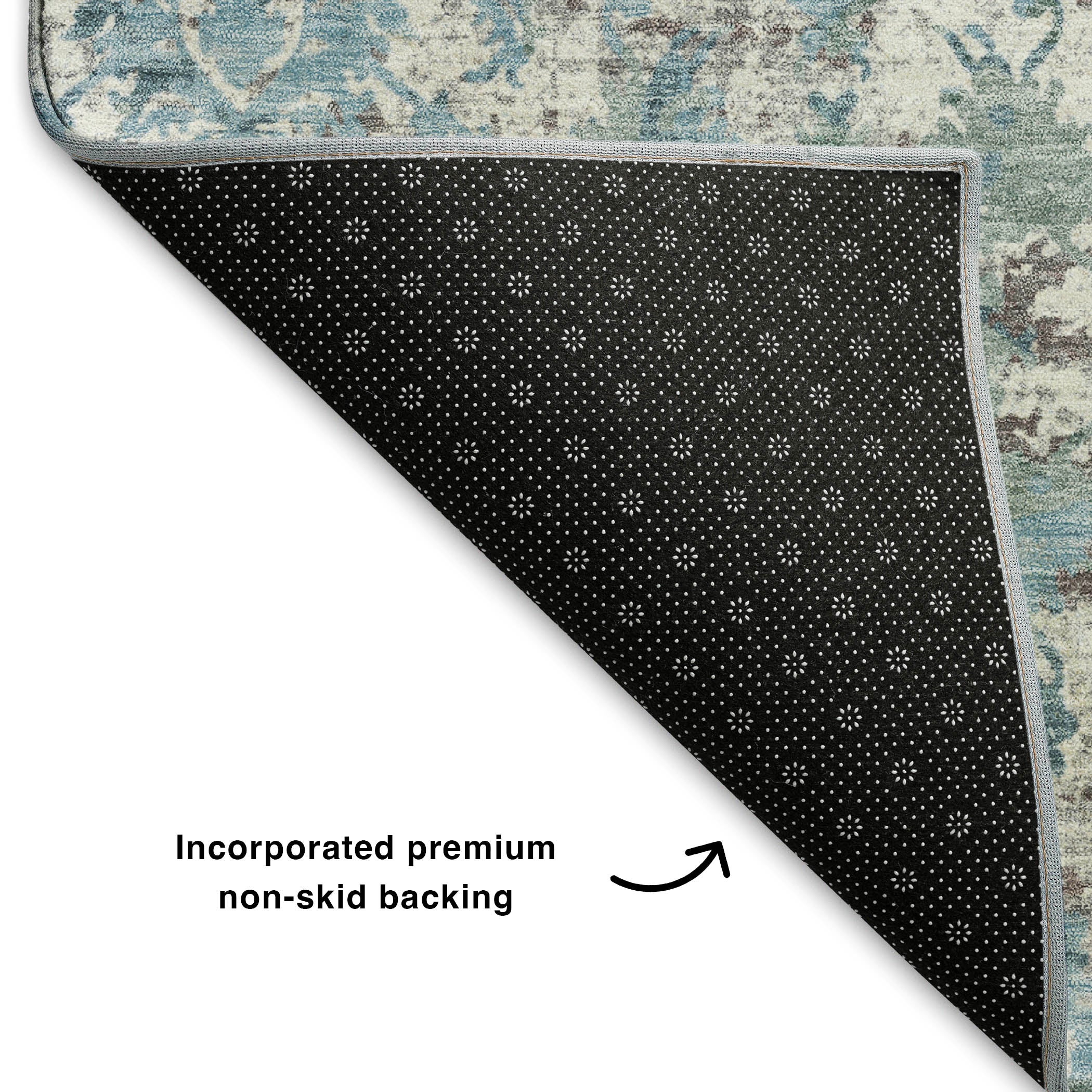 Dubrovnik Machine Washable Transitional Denim Blue Rug 1'8" x 2'6" #shape_Rectangle
