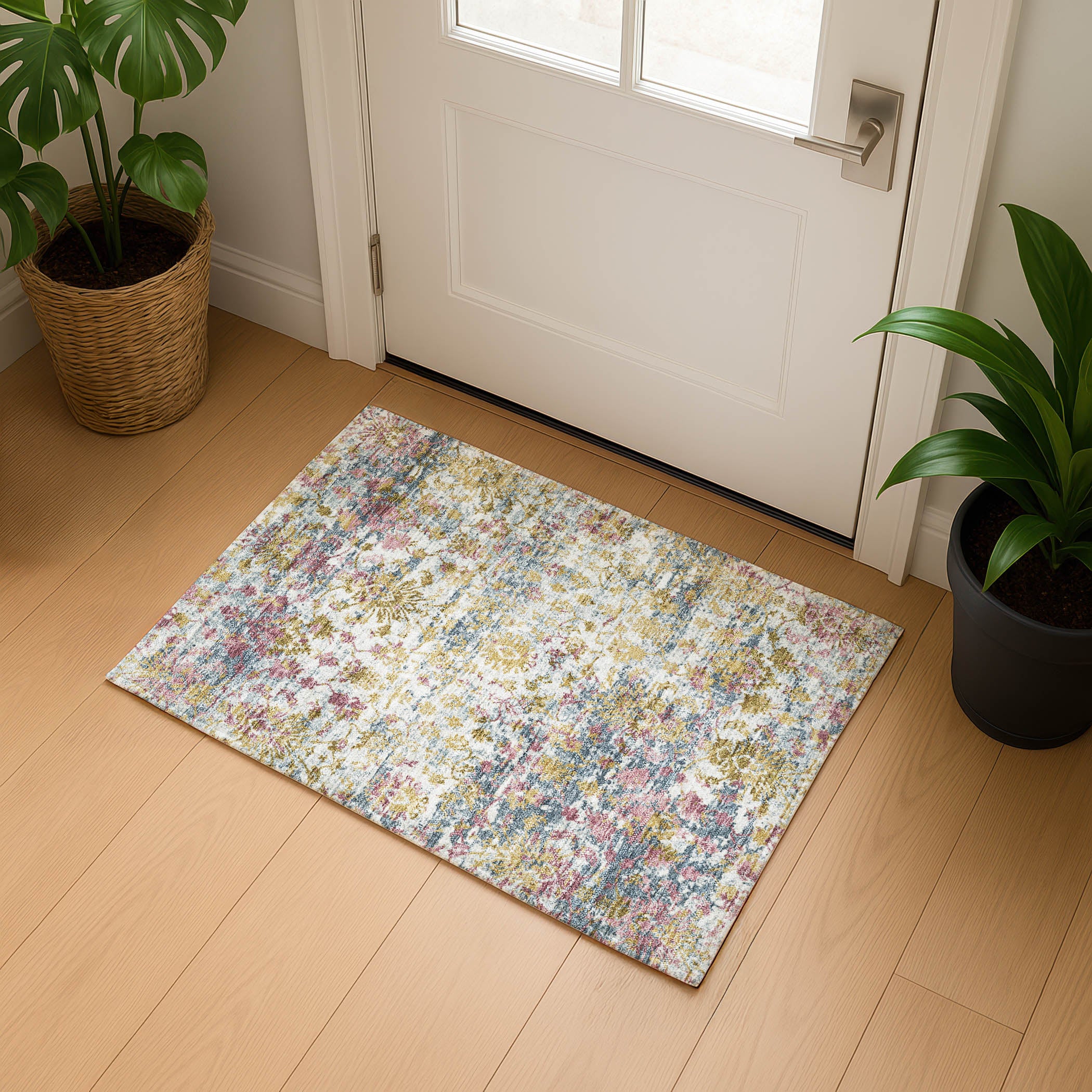 Dubrovnik Machine Washable Transitional Wheat Gold Rug 1'8" x 2'6" #shape_Rectangle