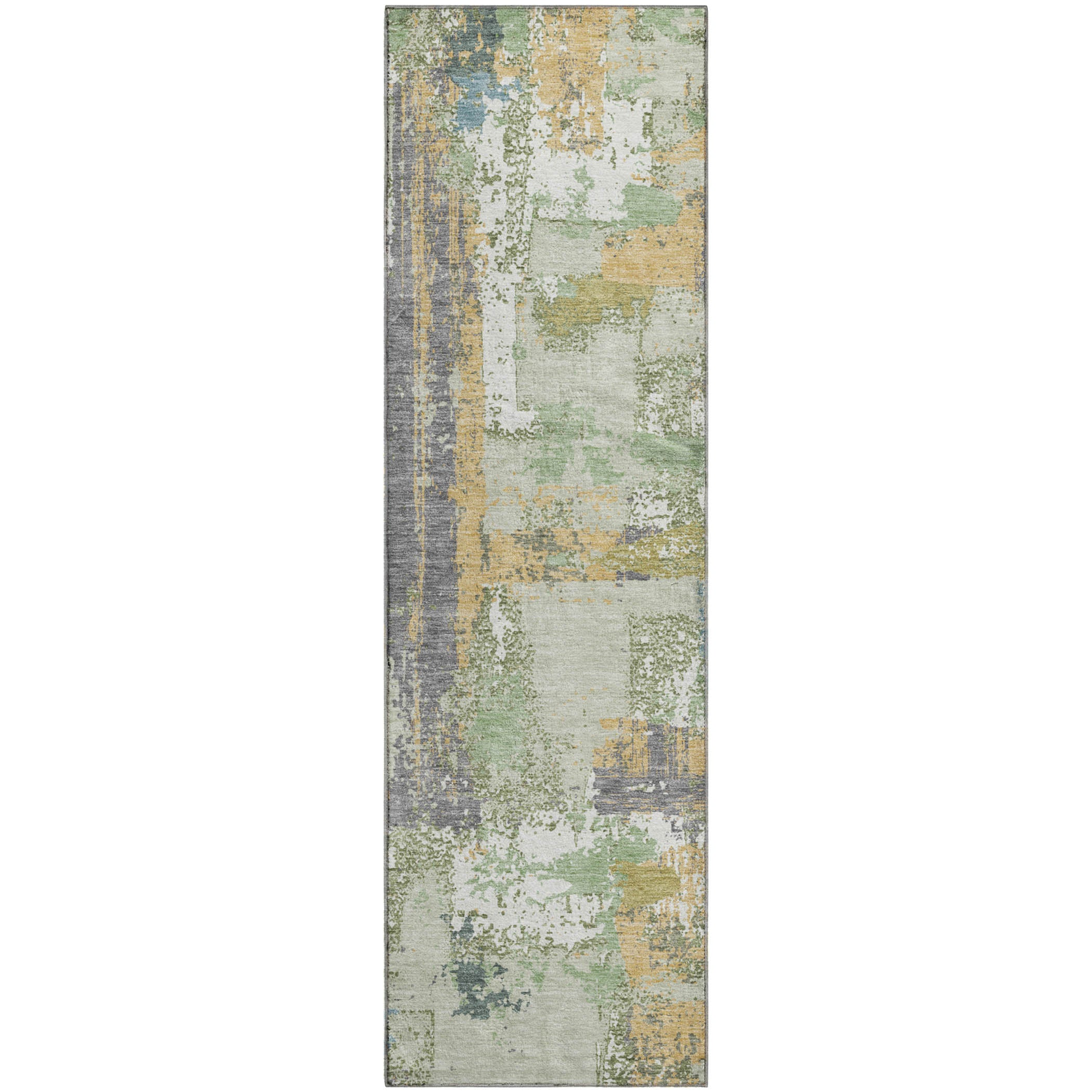 Seoul Machine Washable Transitional Aloe Green Rug 2'3" x 7'6" #shape_Runner