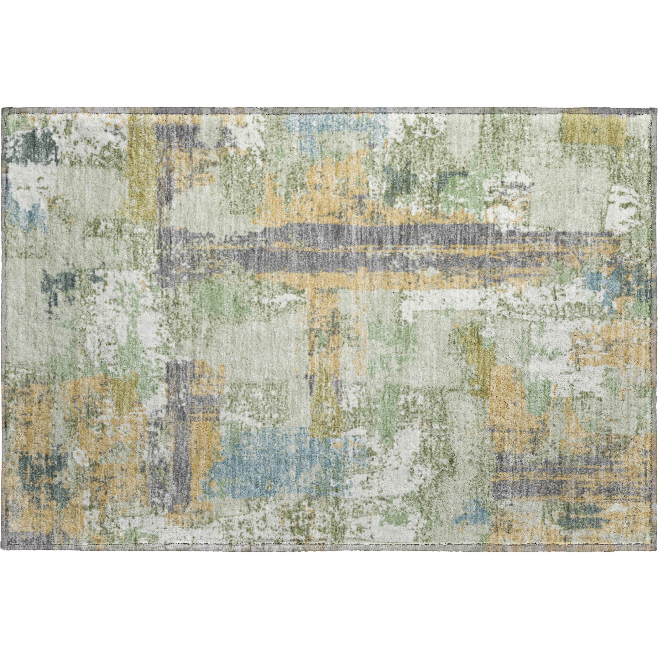 Seoul Machine Washable Transitional Aloe Green Rug 1'8" x 2'6" #shape_Rectangle