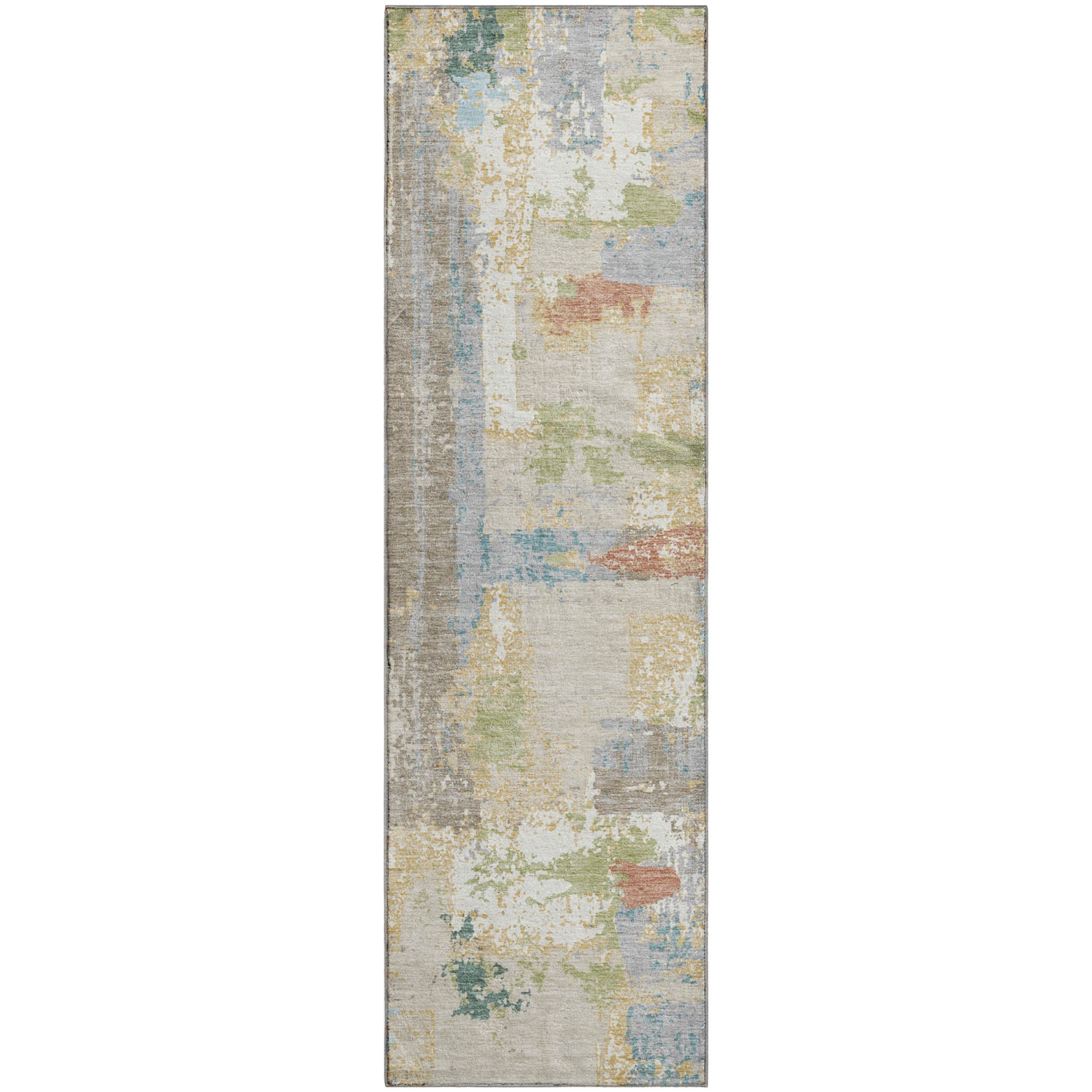 Seoul Machine Washable Transitional Beige Brown Rug 2'3" x 7'6" #shape_Runner