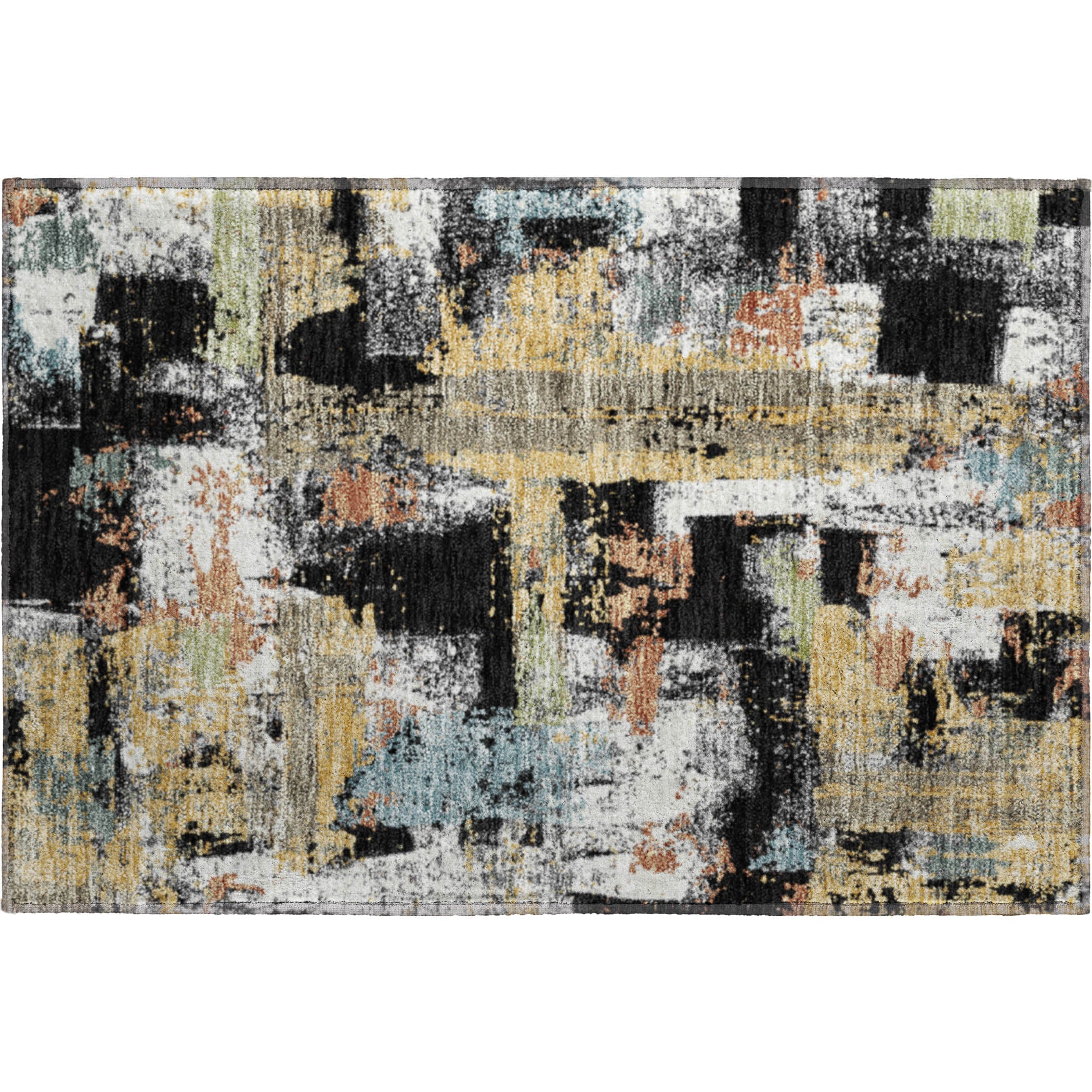 Seoul Machine Washable Transitional Black Rug 1'8" x 2'6" #shape_Rectangle