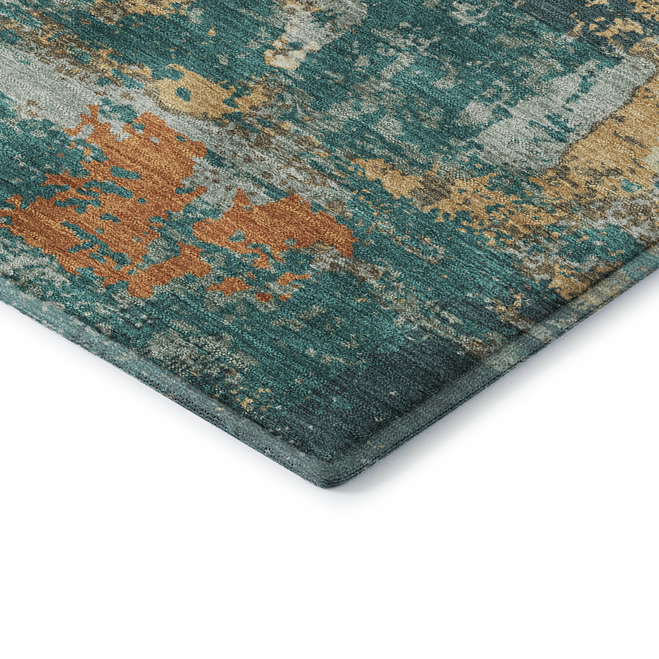 Seoul Machine Washable Transitional Seafoam Blue Rug 1'8" x 2'6" #shape_Rectangle