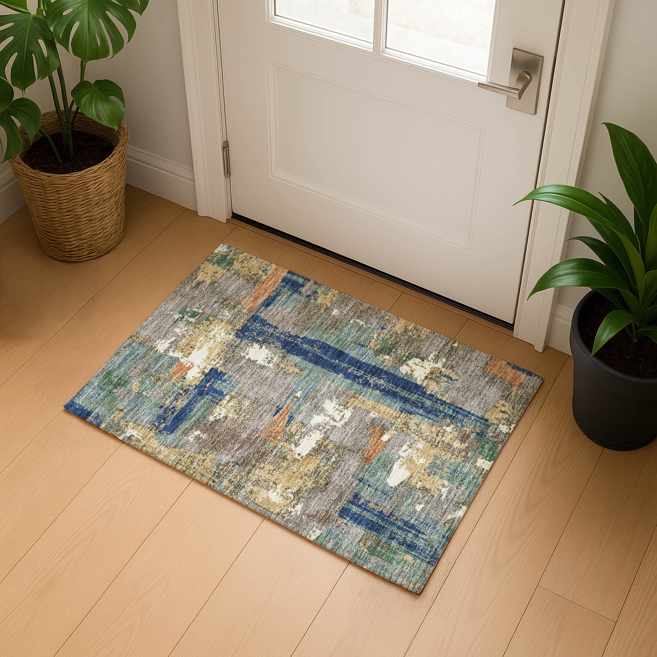 Seoul Machine Washable Transitional Taupe Brown Rug 1'8" x 2'6" #shape_Rectangle