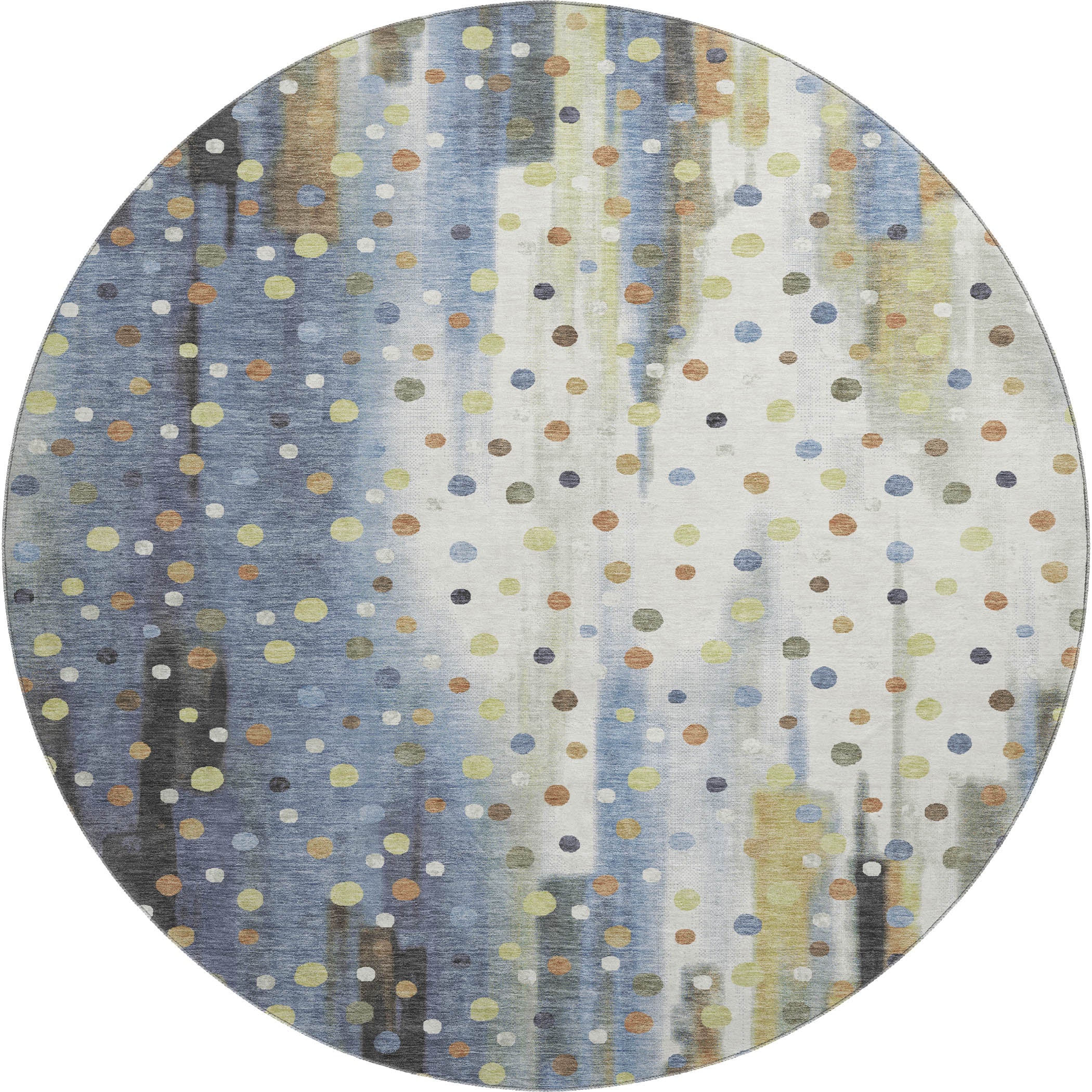 Seville Machine Washable Transitional Denim Blue Rug 8' x 8' #shape_Round