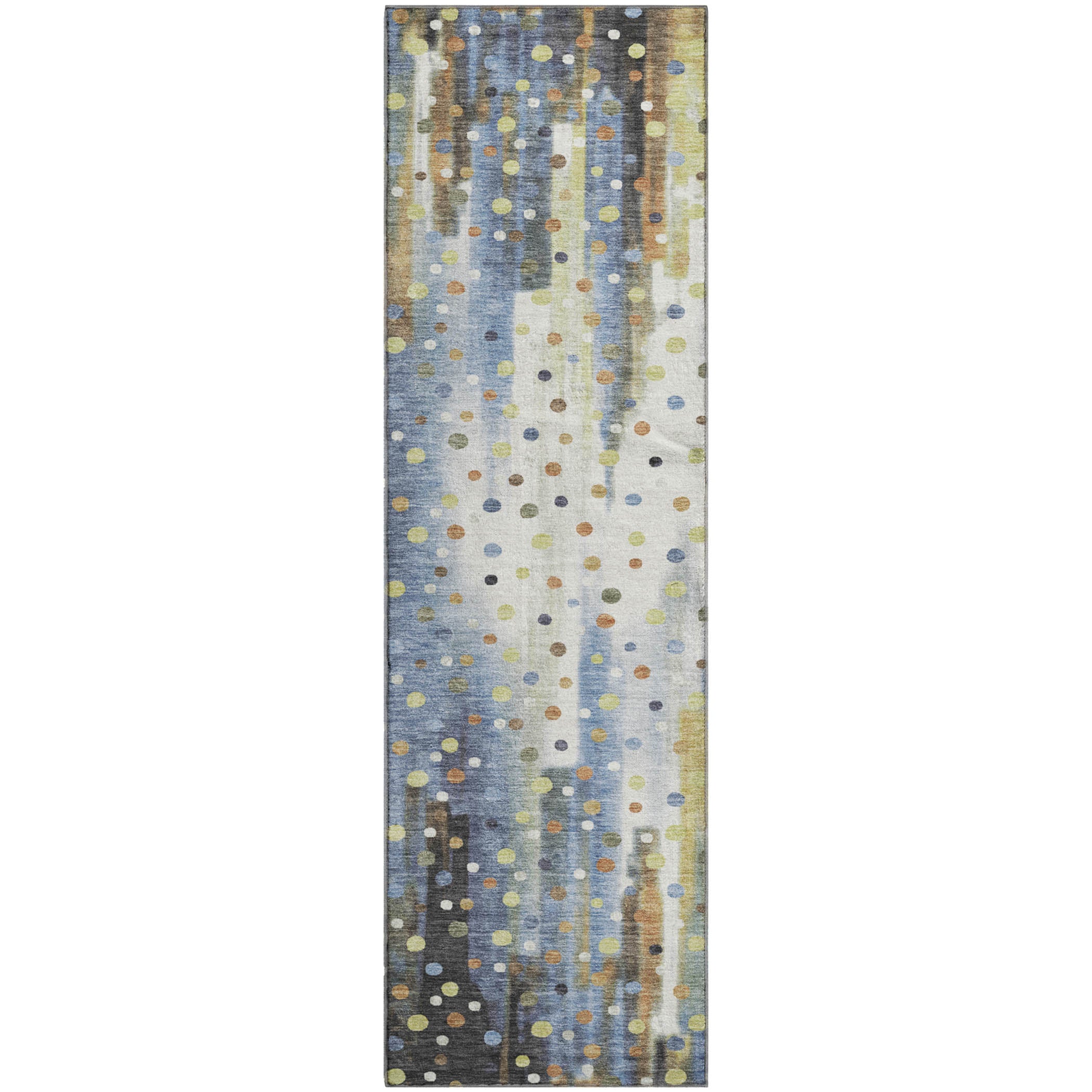 Seville Machine Washable Transitional Denim Blue Rug 2'3" x 7'6" #shape_Runner