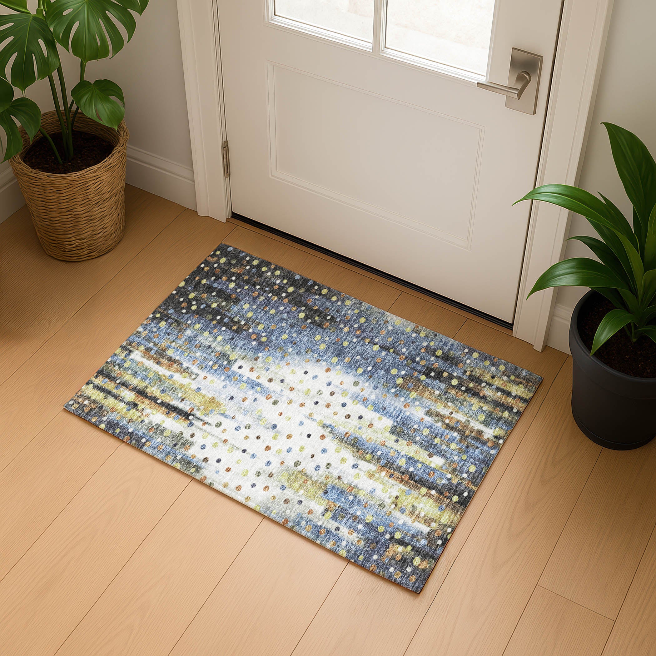 Seville Machine Washable Transitional Denim Blue Rug 1'8" x 2'6" #shape_Rectangle