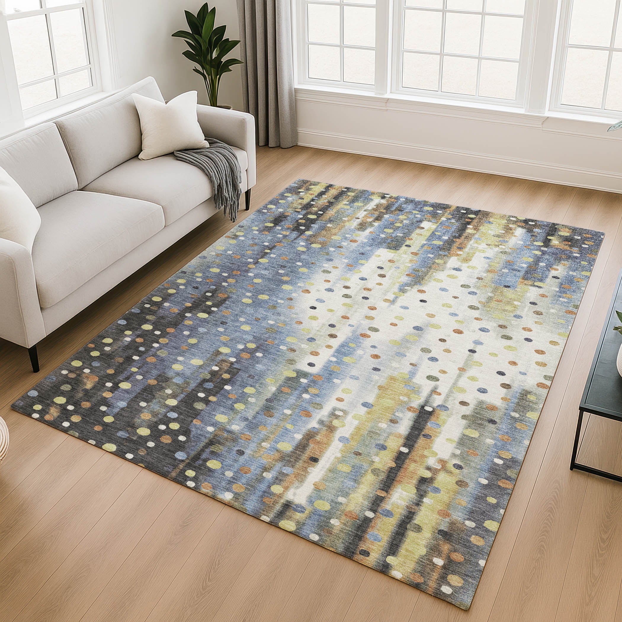Seville Machine Washable Transitional Denim Blue Rug 2'6" x 3'10" #shape_Rectangle