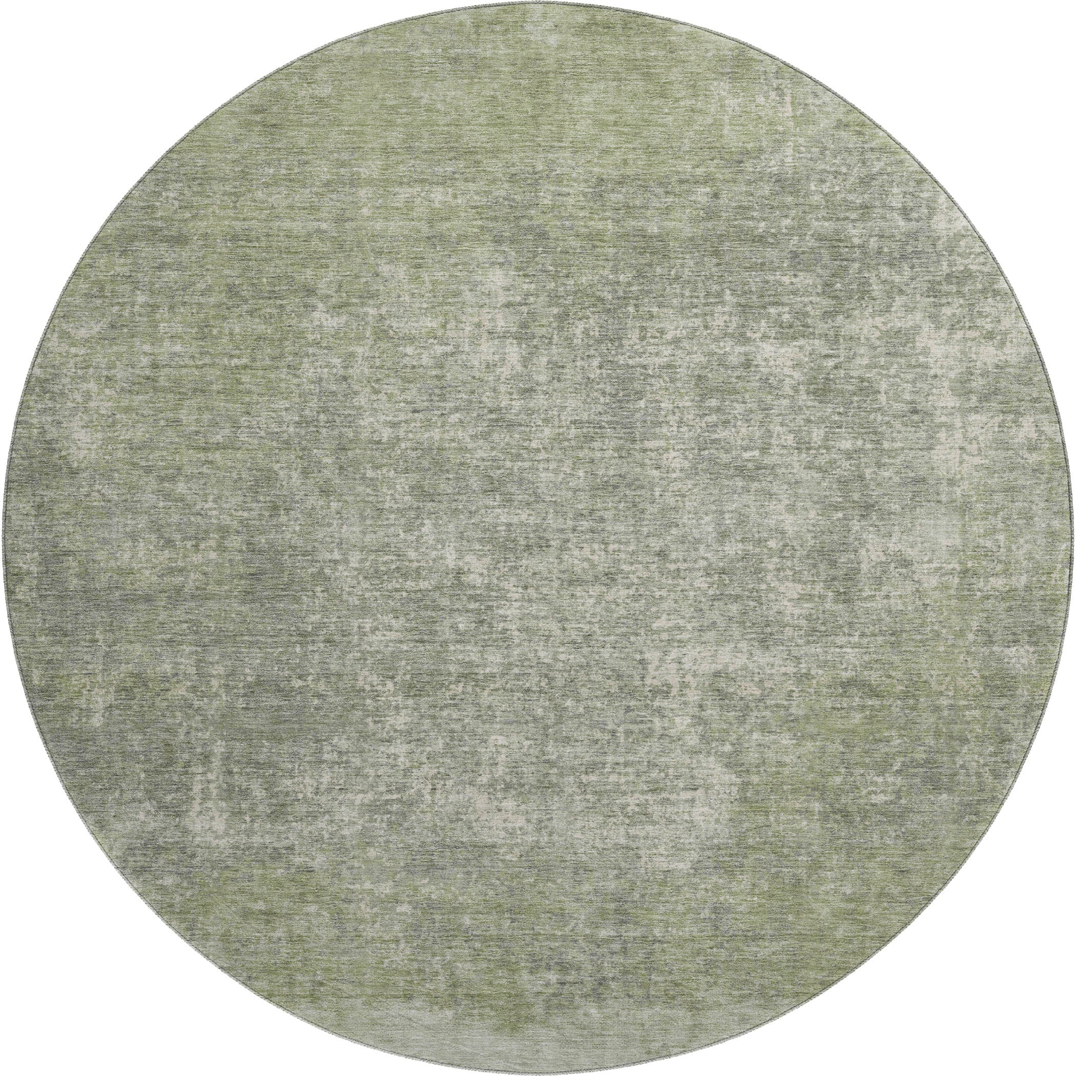 Luang Prabang Machine Washable Transitional Aloe Green Rug 8' x 8' #shape_Round