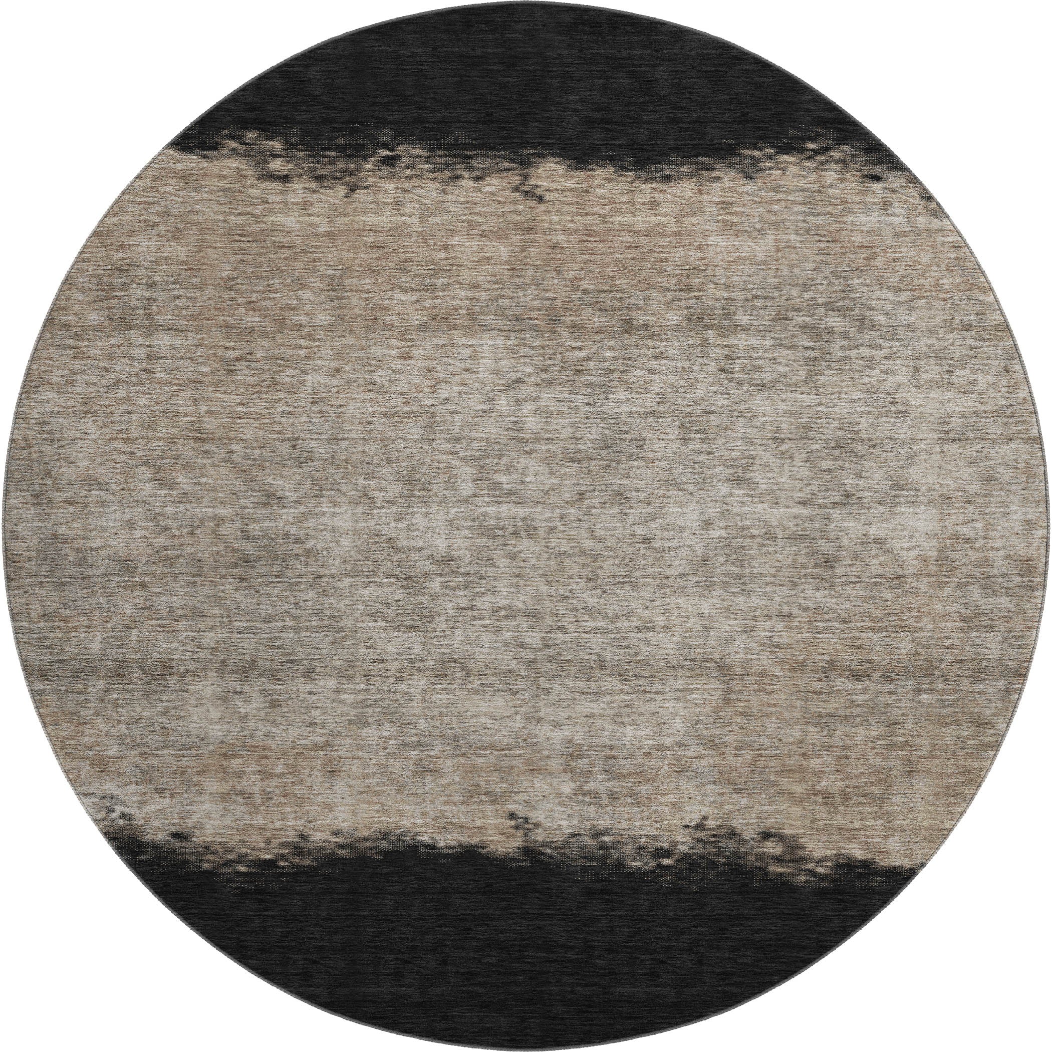 Luang Prabang Machine Washable Transitional Black Rug 8' x 8' #shape_Round