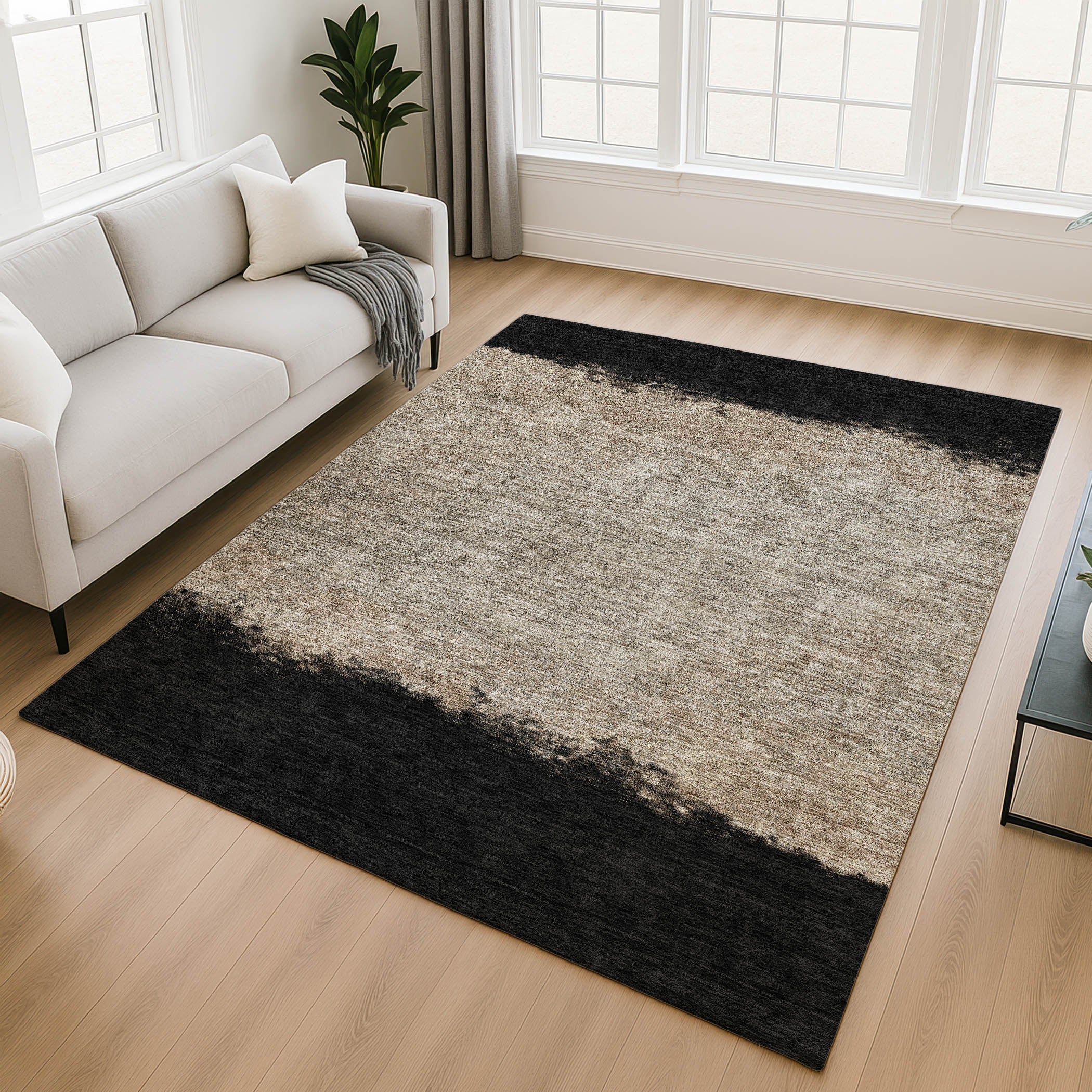 Luang Prabang Machine Washable Transitional Black Rug 2'6" x 3'10" #shape_Rectangle