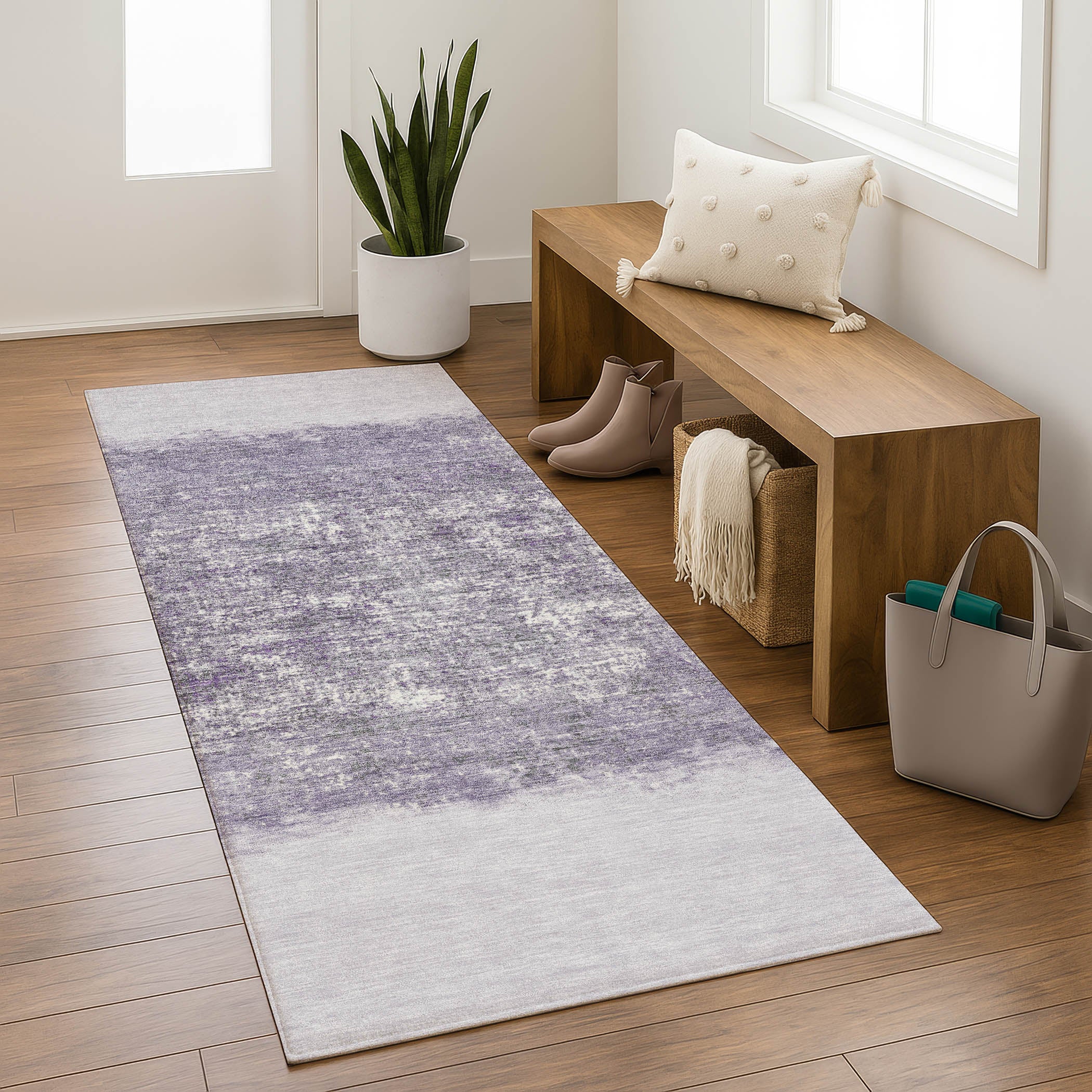 Luang Prabang Machine Washable Transitional Lavender Purple Rug 2'3" x 7'6" #shape_Runner