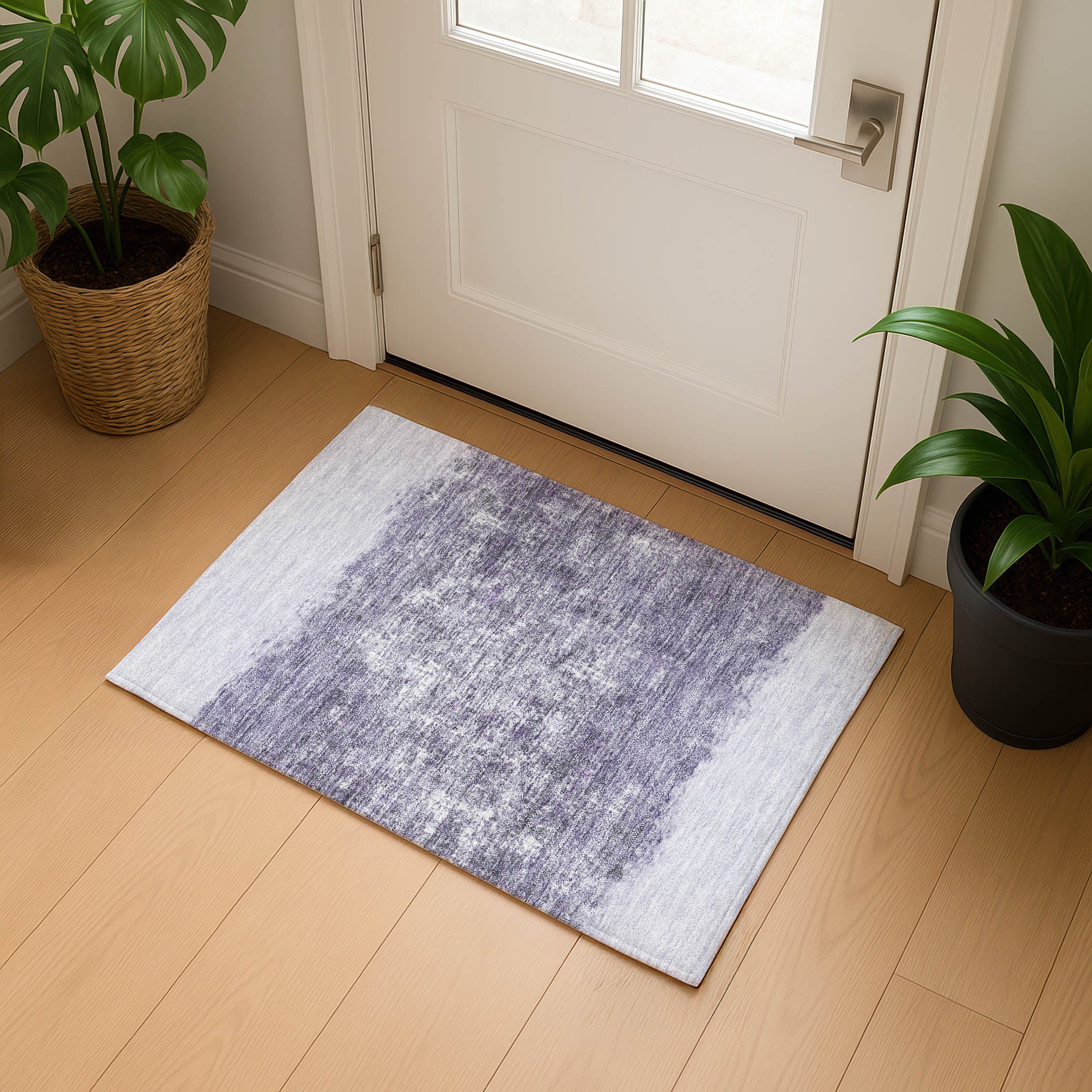 Luang Prabang Machine Washable Transitional Lavender Purple Rug 1'8" x 2'6" #shape_Rectangle