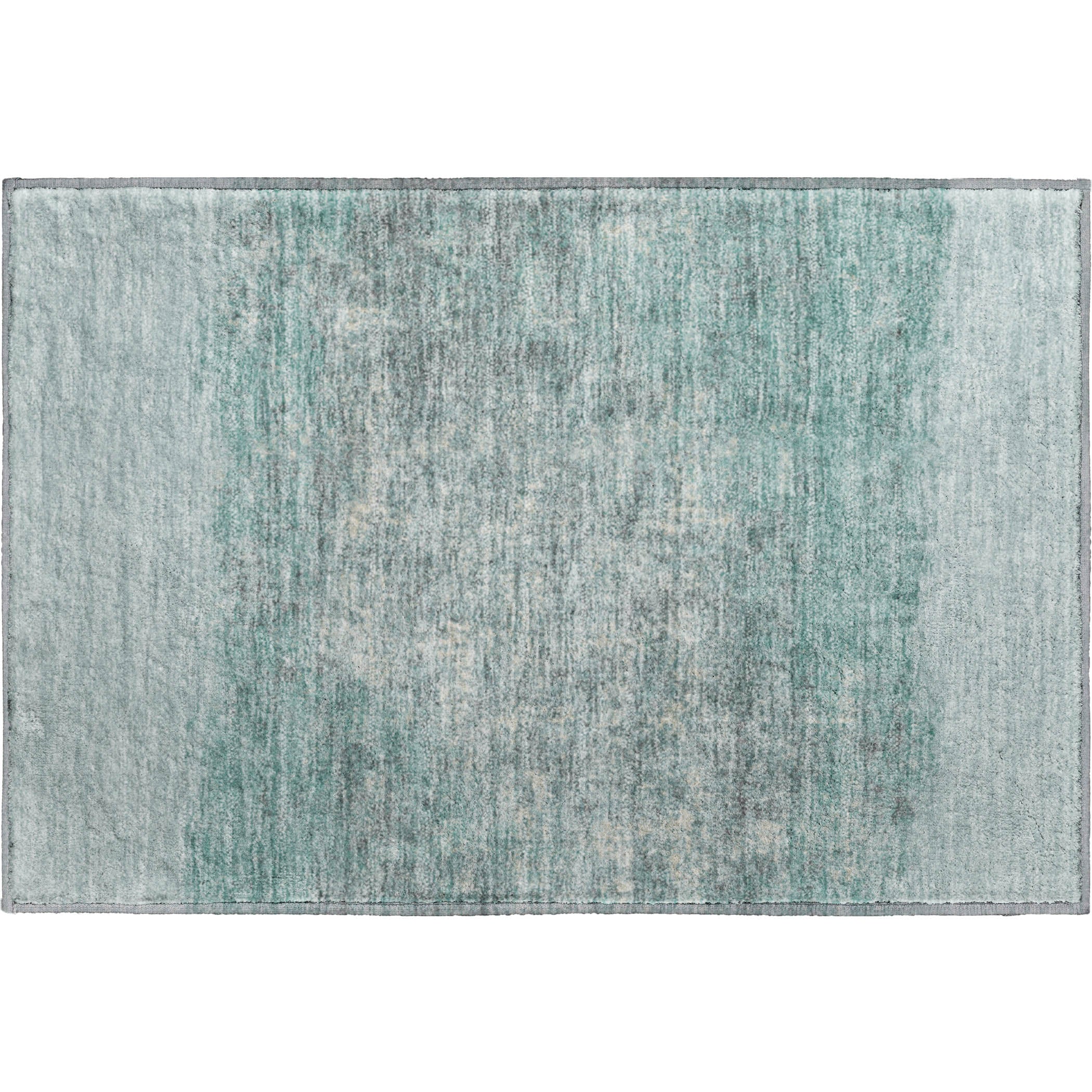 Luang Prabang Machine Washable Transitional Teal Rug 1'8" x 2'6" #shape_Rectangle