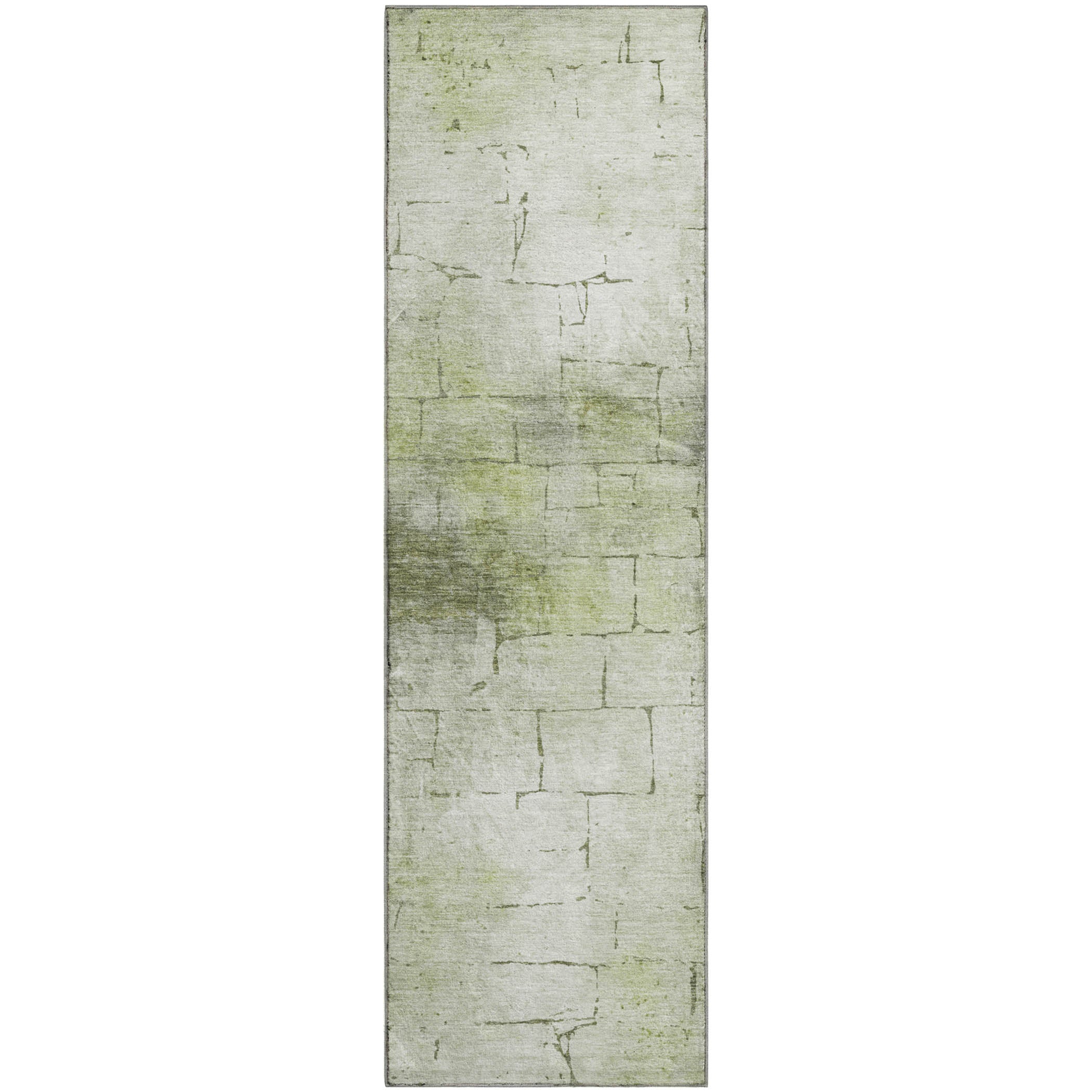 Queenstown Machine Washable Transitional Aloe Green Rug 2'3" x 7'6" #shape_Runner