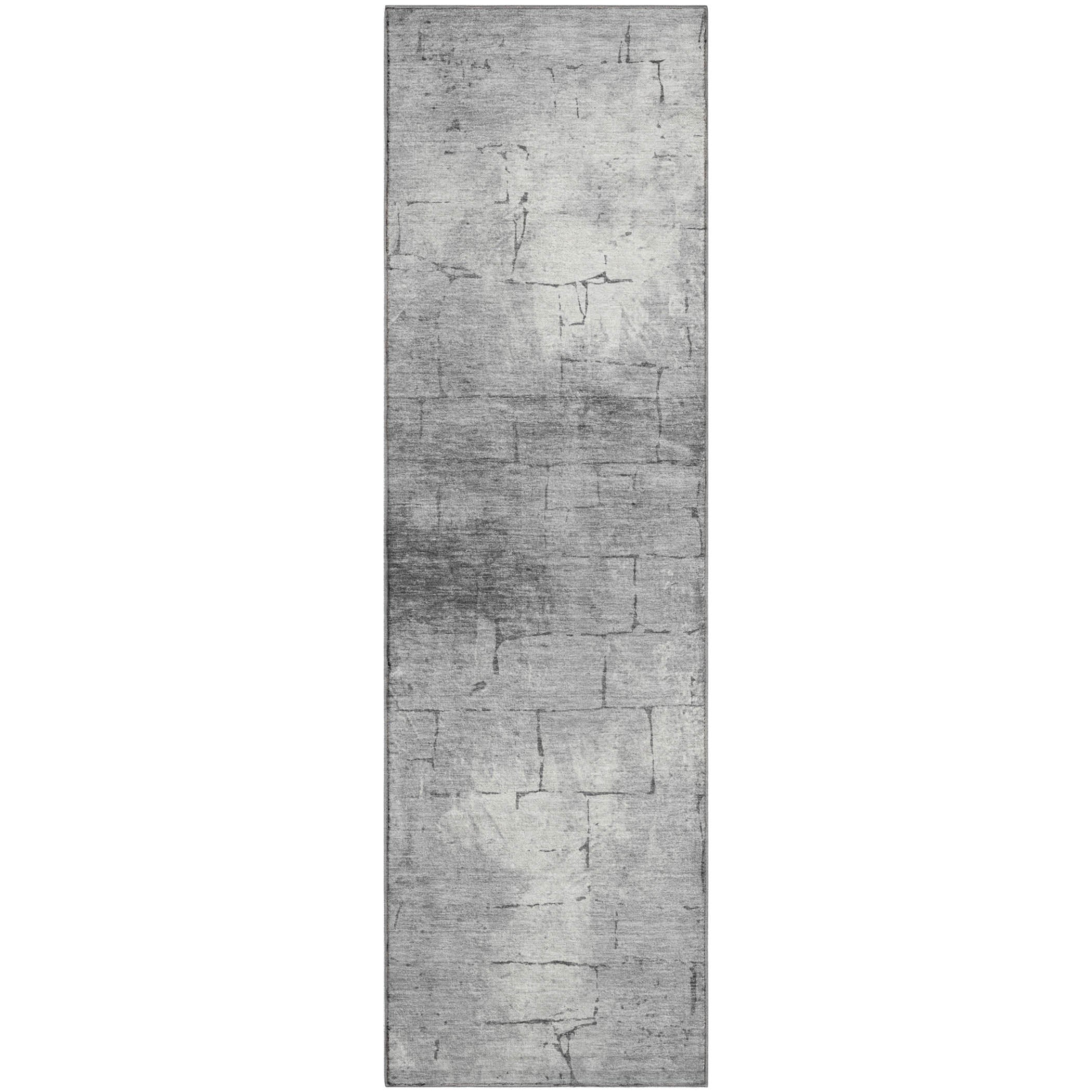 Queenstown Machine Washable Transitional Gray Rug 2'3" x 7'6" #shape_Runner