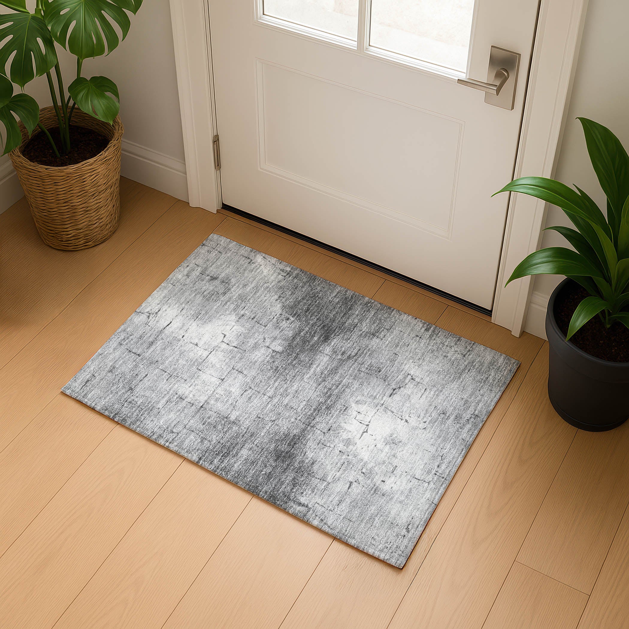 Queenstown Machine Washable Transitional Gray Rug 1'8" x 2'6" #shape_Rectangle