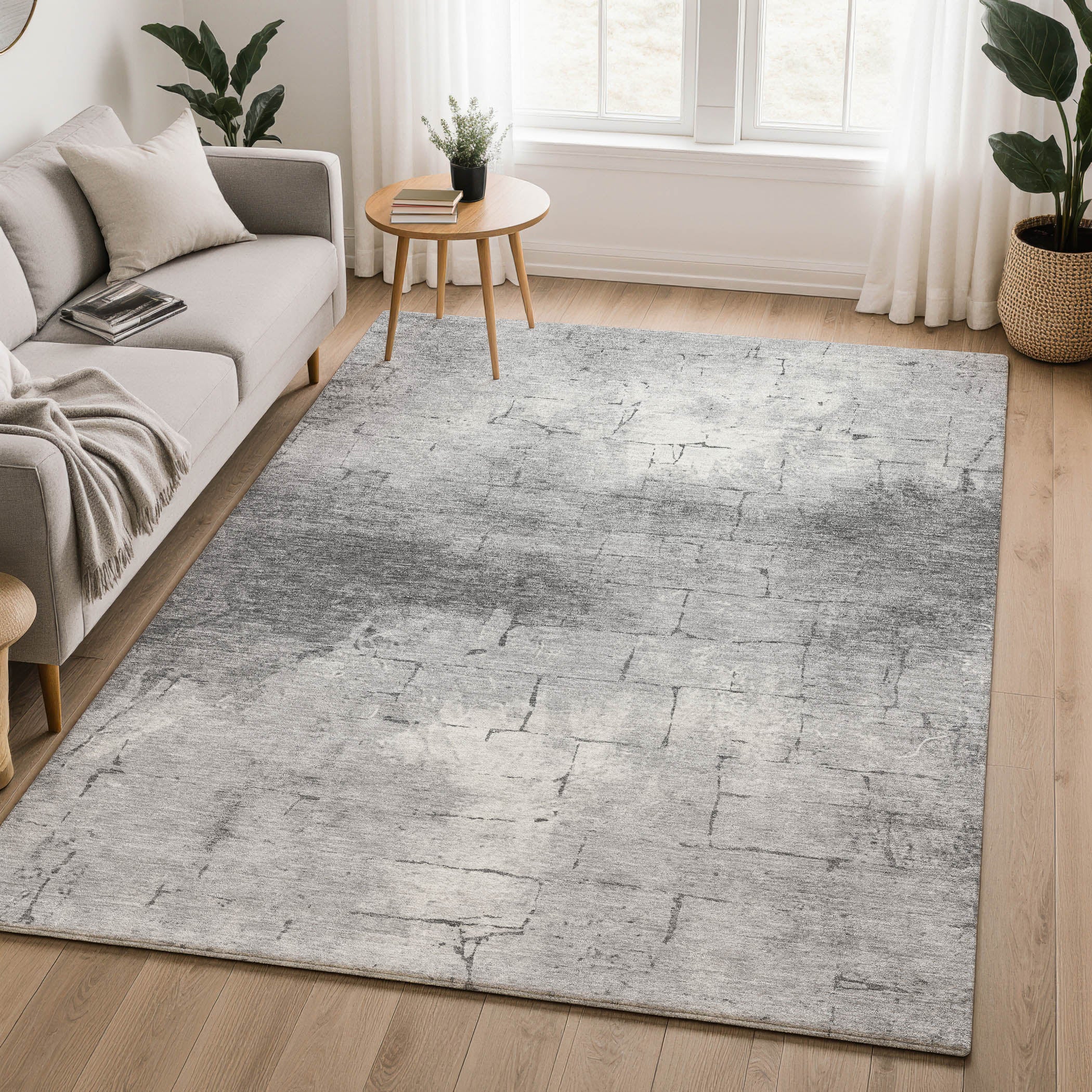 Queenstown Machine Washable Transitional Gray Rug 2'6" x 3'10" #shape_Rectangle
