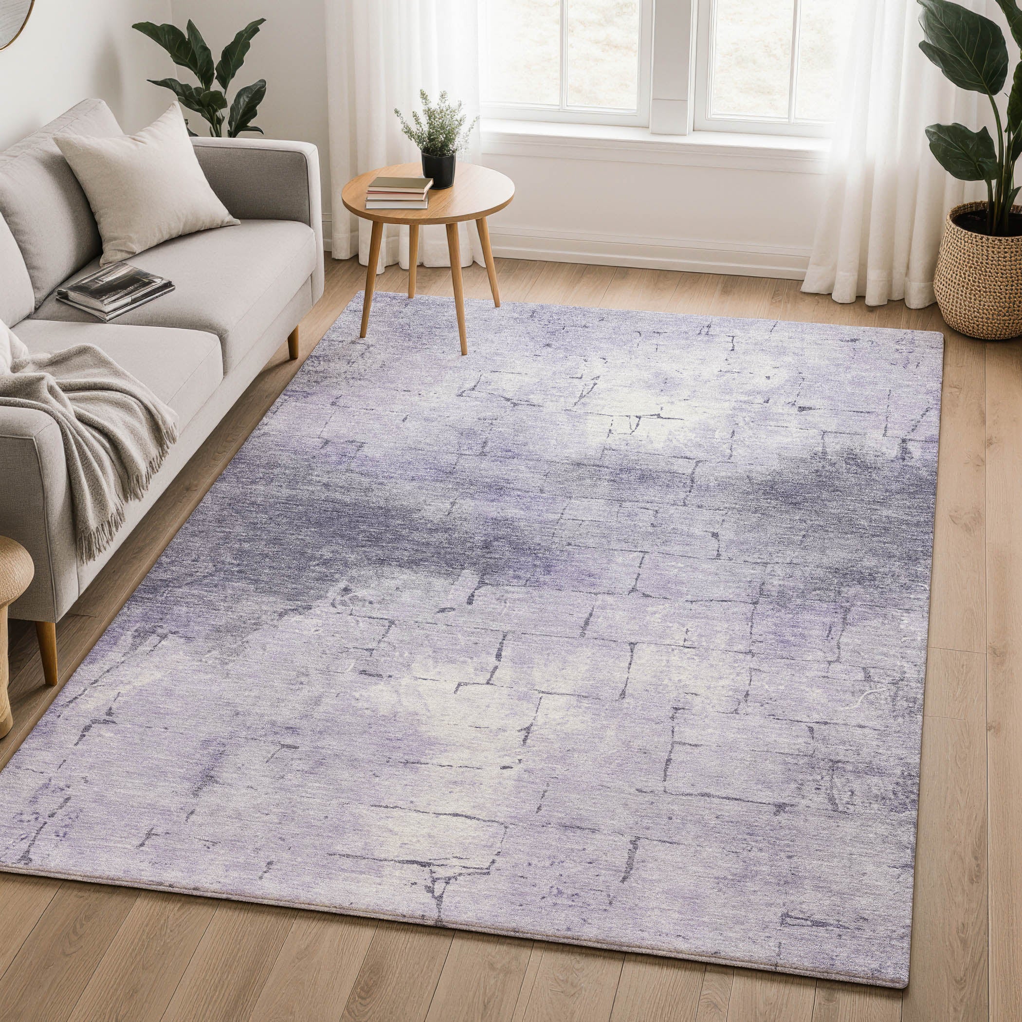 Queenstown Machine Washable Transitional Lavender Purple Rug 2'6" x 3'10" #shape_Rectangle