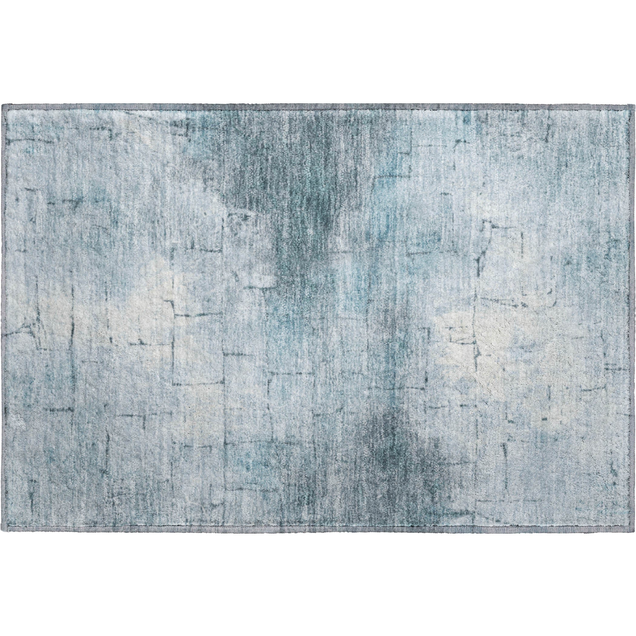 Queenstown Machine Washable Transitional Sky Blue Rug 1'8" x 2'6" #shape_Rectangle