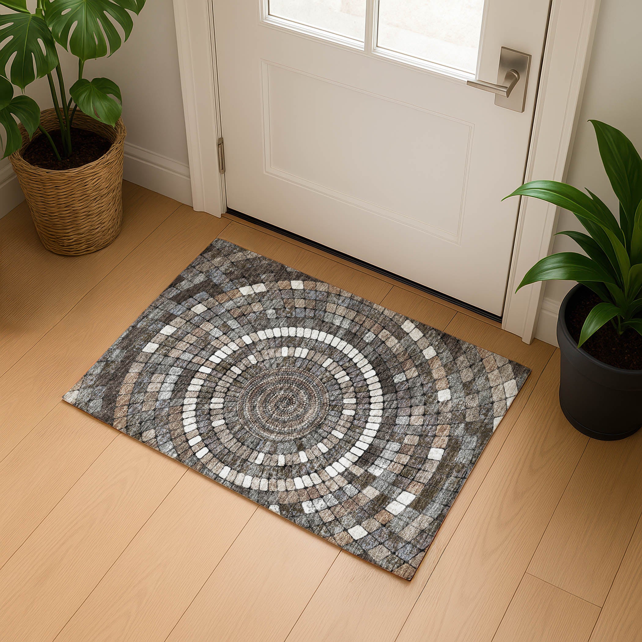 Siena Machine Washable Transitional Brown Rug 1'8" x 2'6" #shape_Rectangle